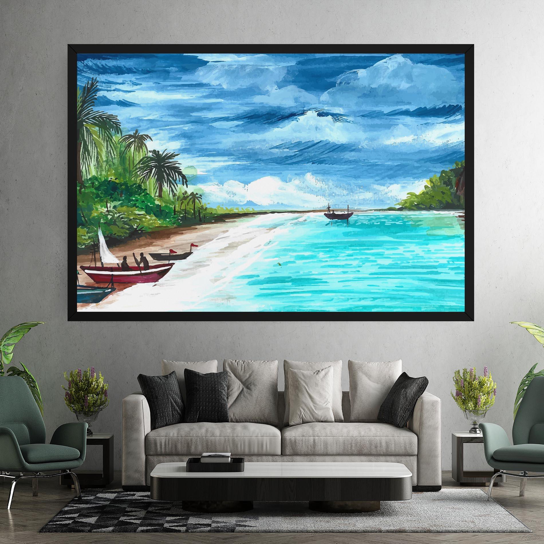 Leinwandbild Beach Painting Art mockup 7
