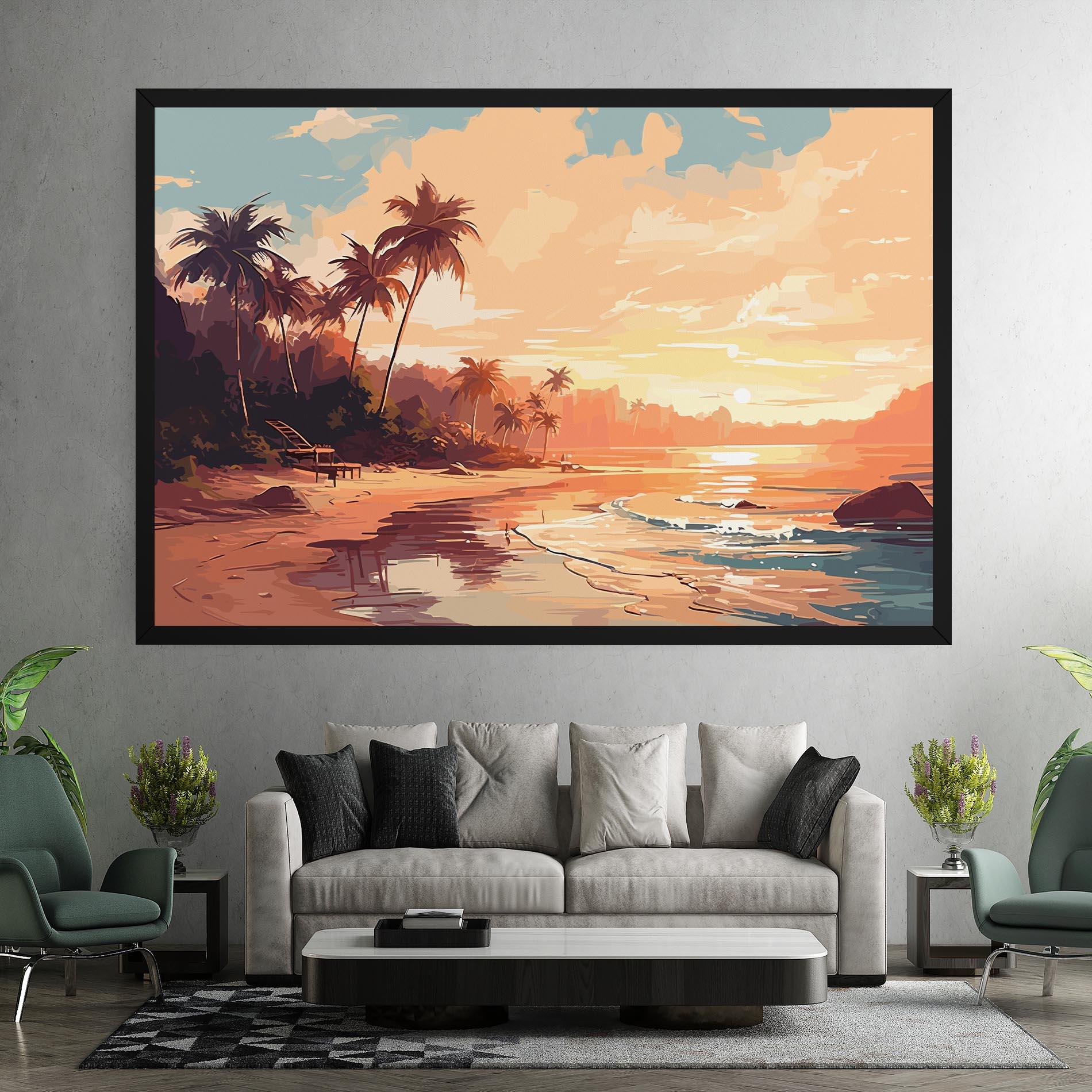 Leinwandbild Blue Orange Beach mockup 7