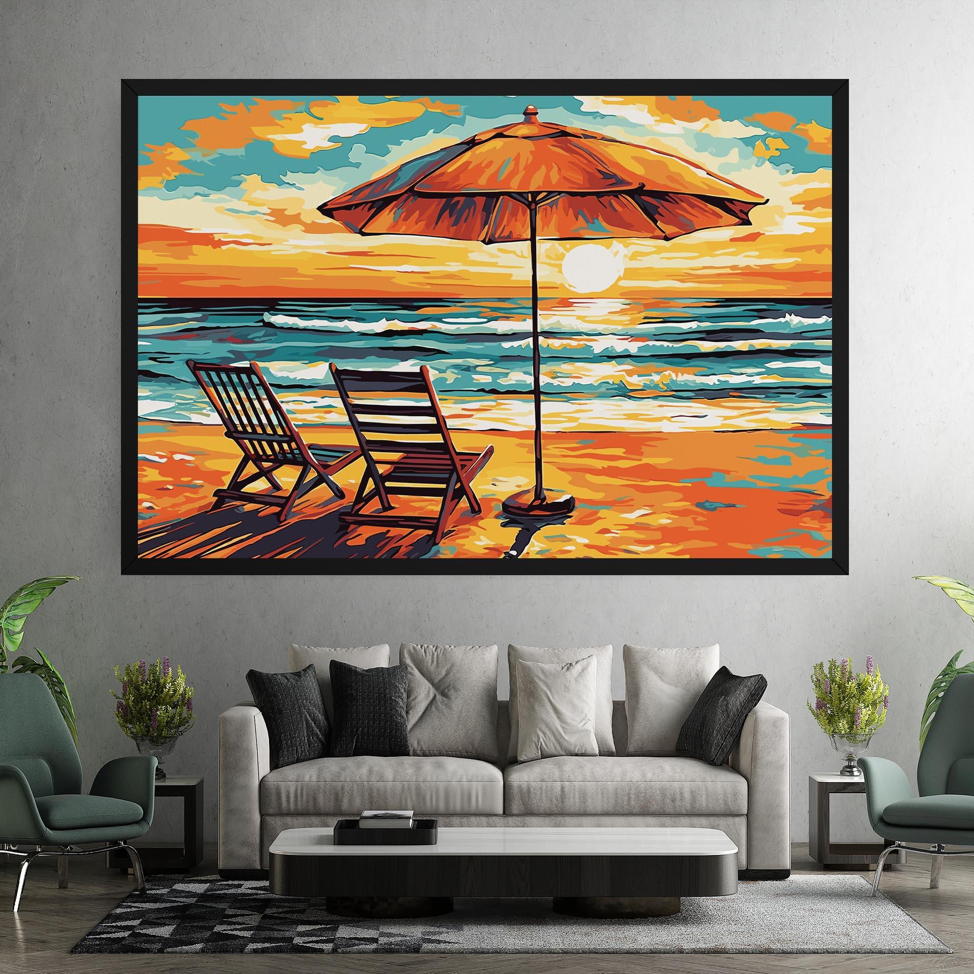 Leinwandbild Chair Sunset View mockup 7