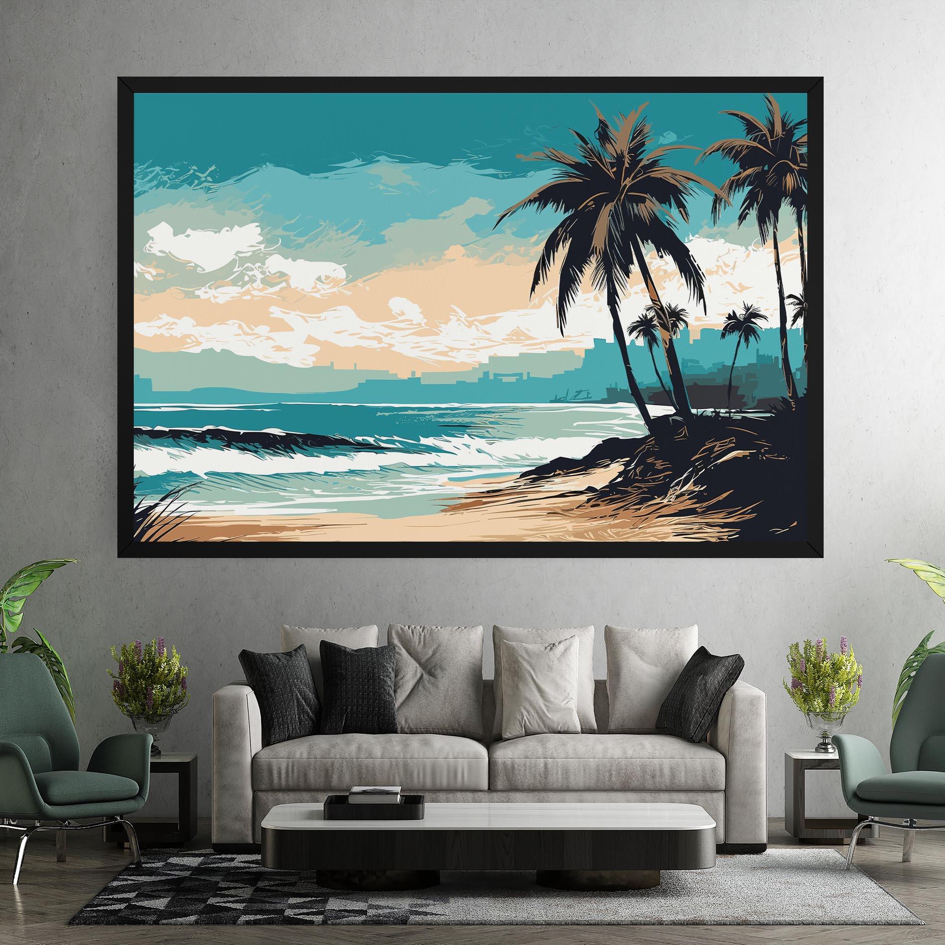 Leinwandbild Cream Blue Beach mockup 7