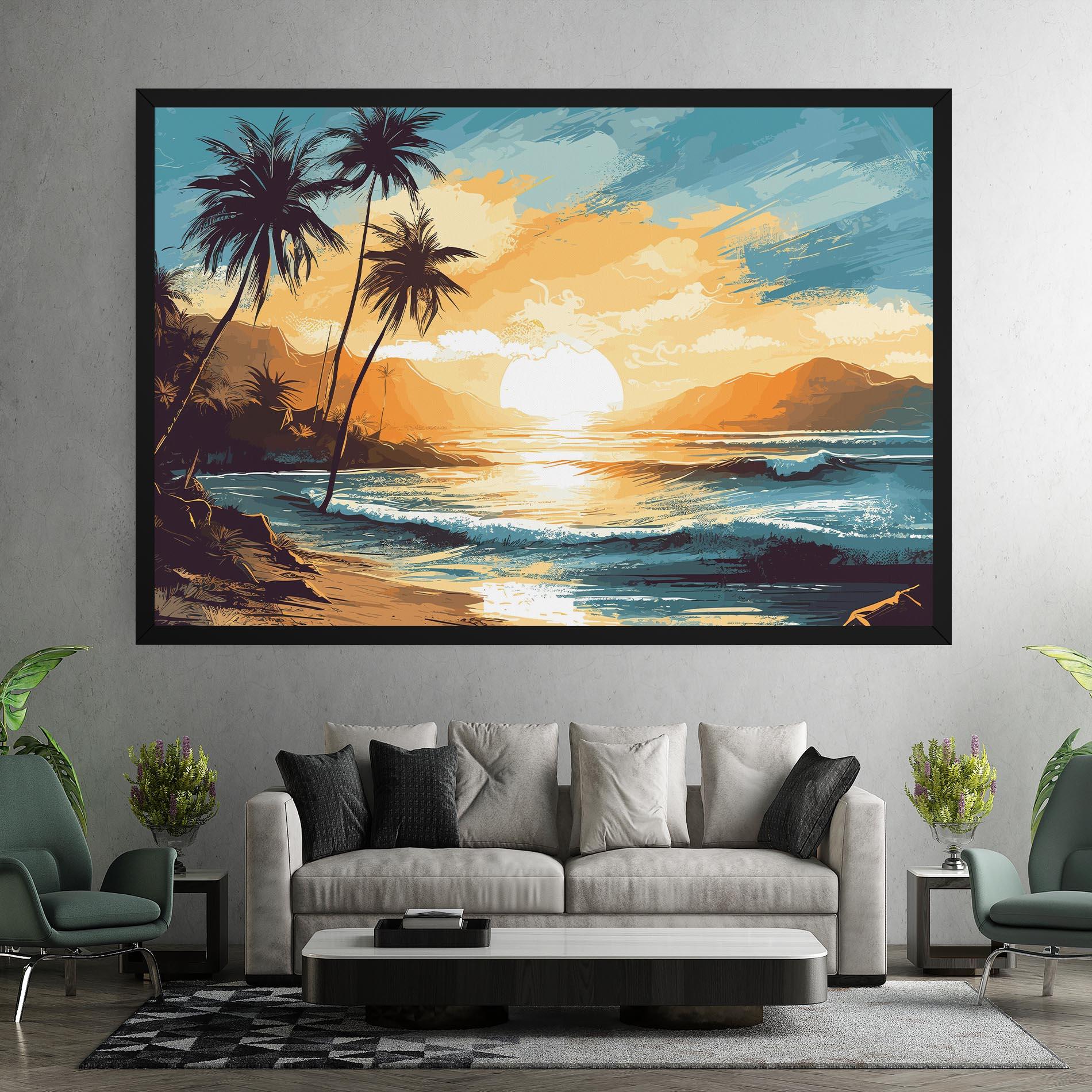 Leinwandbild Sunrise Beach View mockup 7