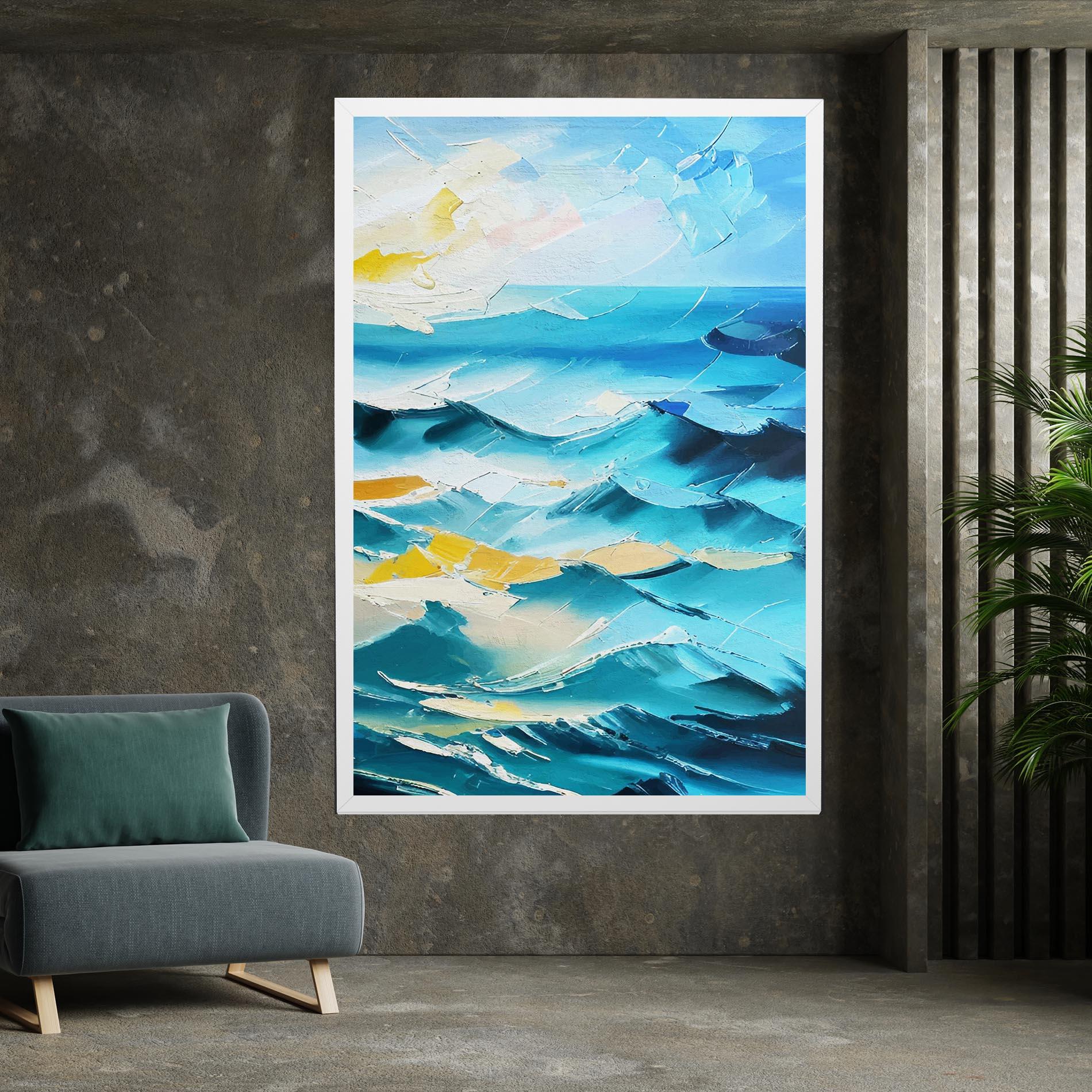 Leinwandbild Blue Ocean Painting mockup 7