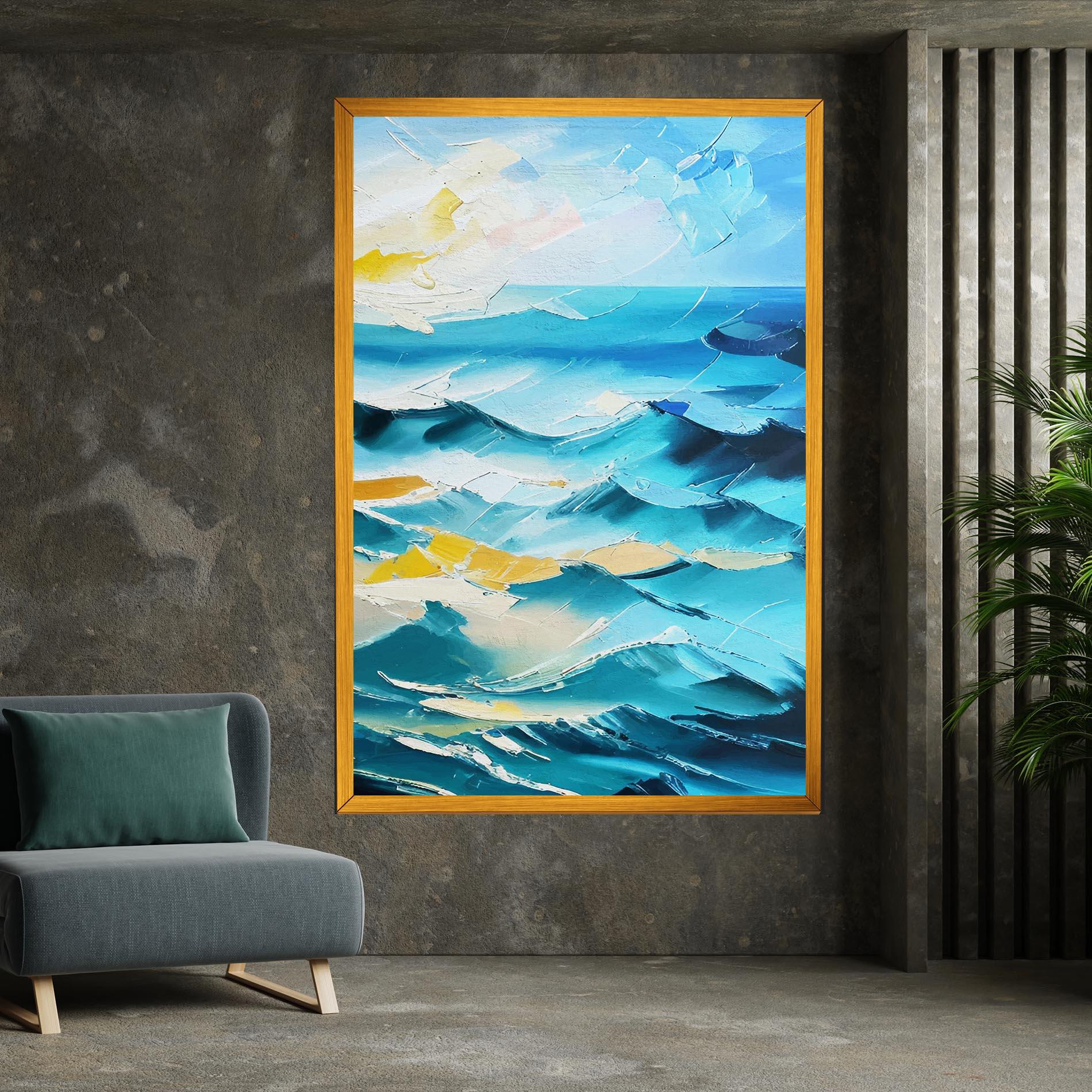 Leinwandbild Blue Ocean Painting mockup 7