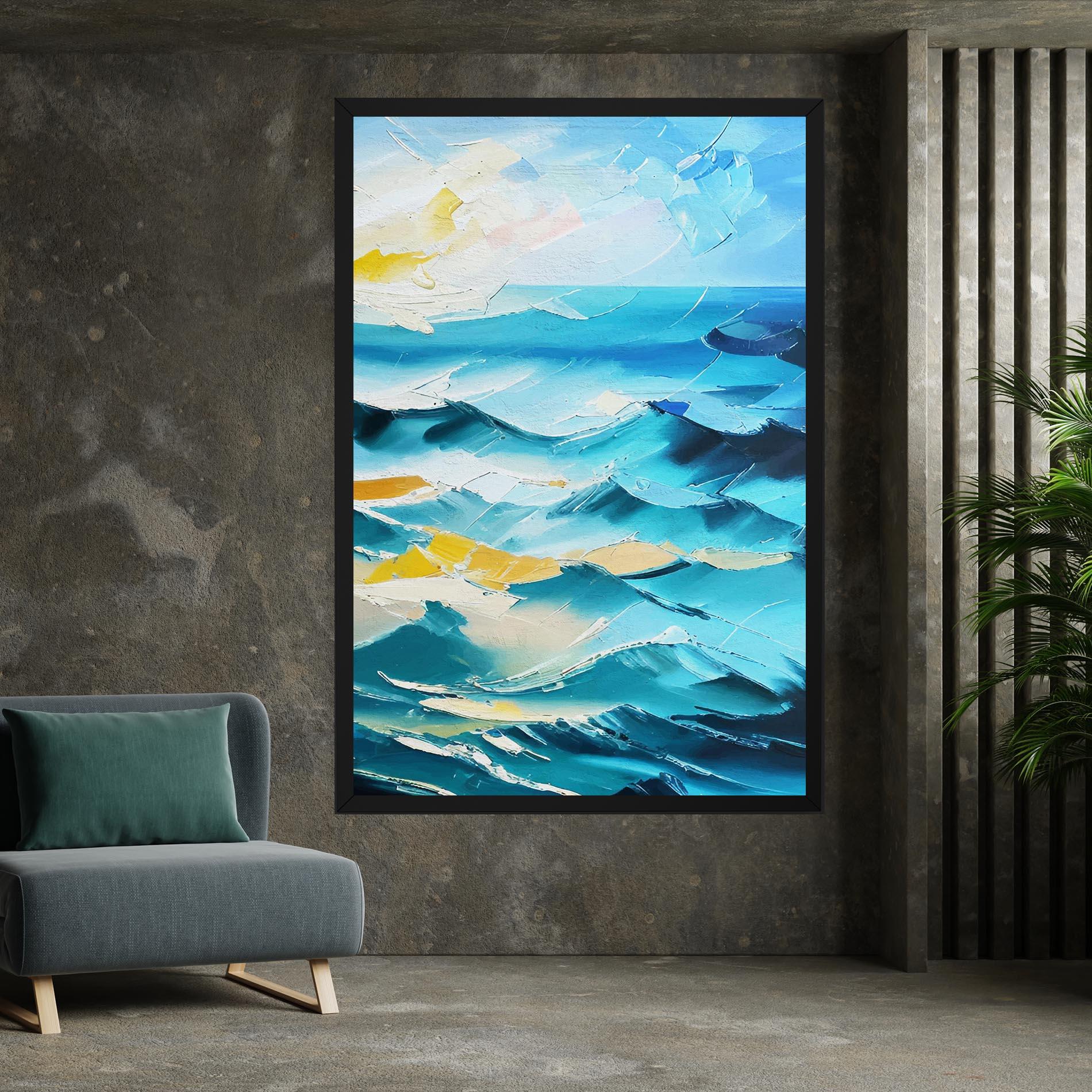 Leinwandbild Blue Ocean Painting mockup 7
