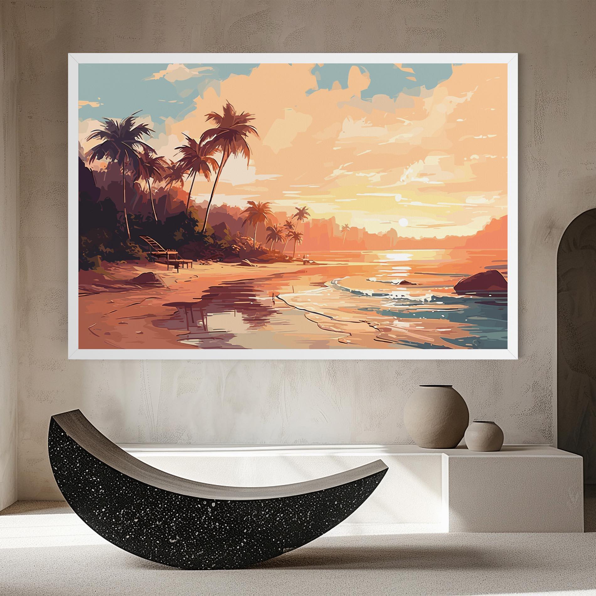 Leinwandbild Blue Orange Beach mockup 8