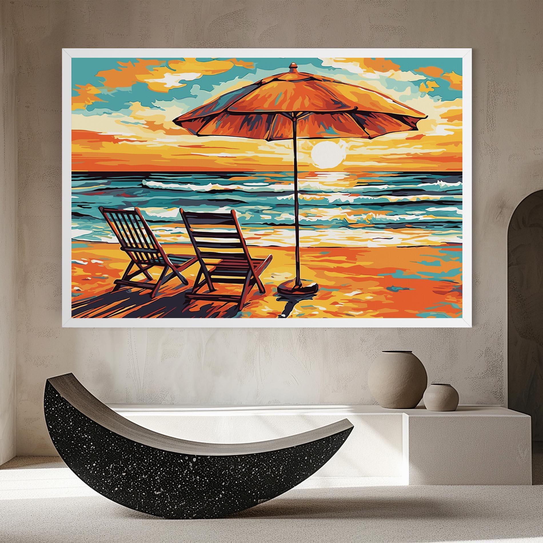 Leinwandbild Chair Sunset View mockup 8