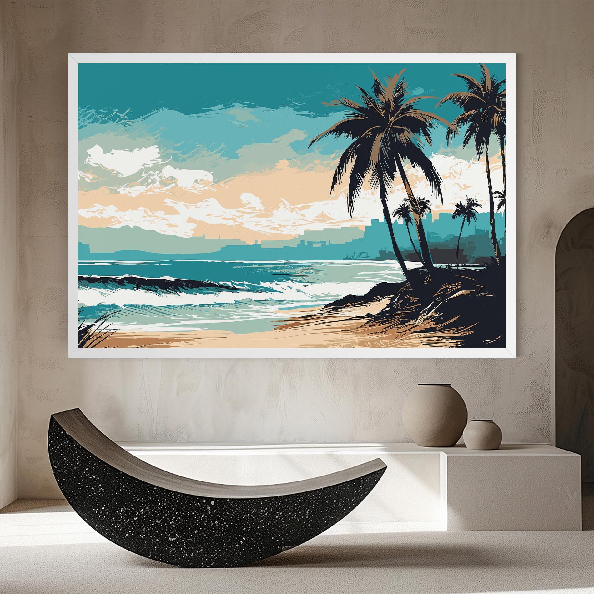 Leinwandbild Cream Blue Beach mockup 8