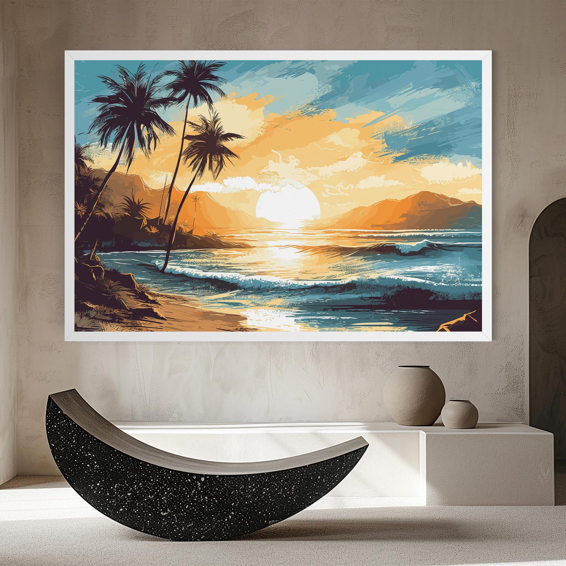 Leinwandbild Sunrise Beach View mockup 8