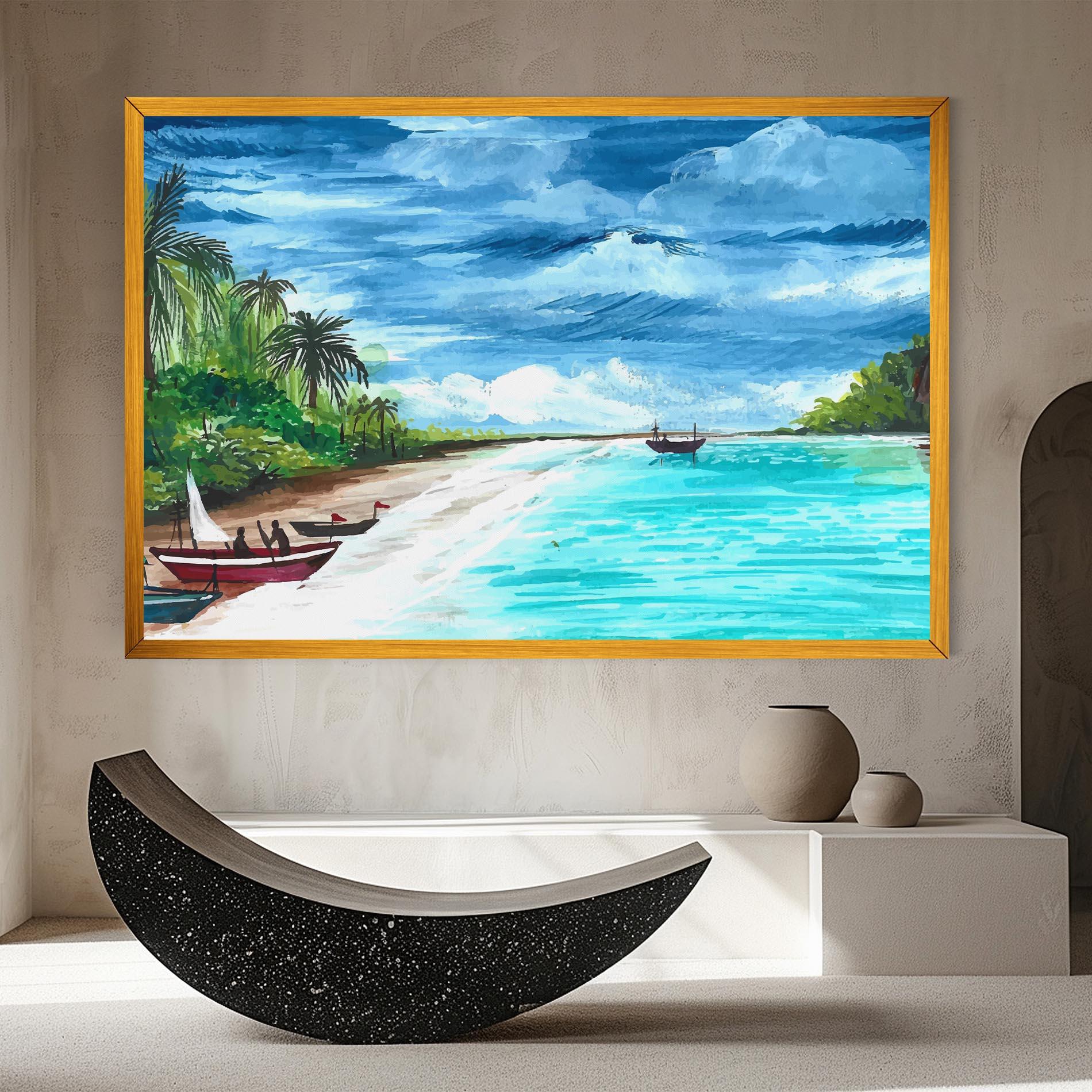 Leinwandbild Beach Painting Art mockup 8