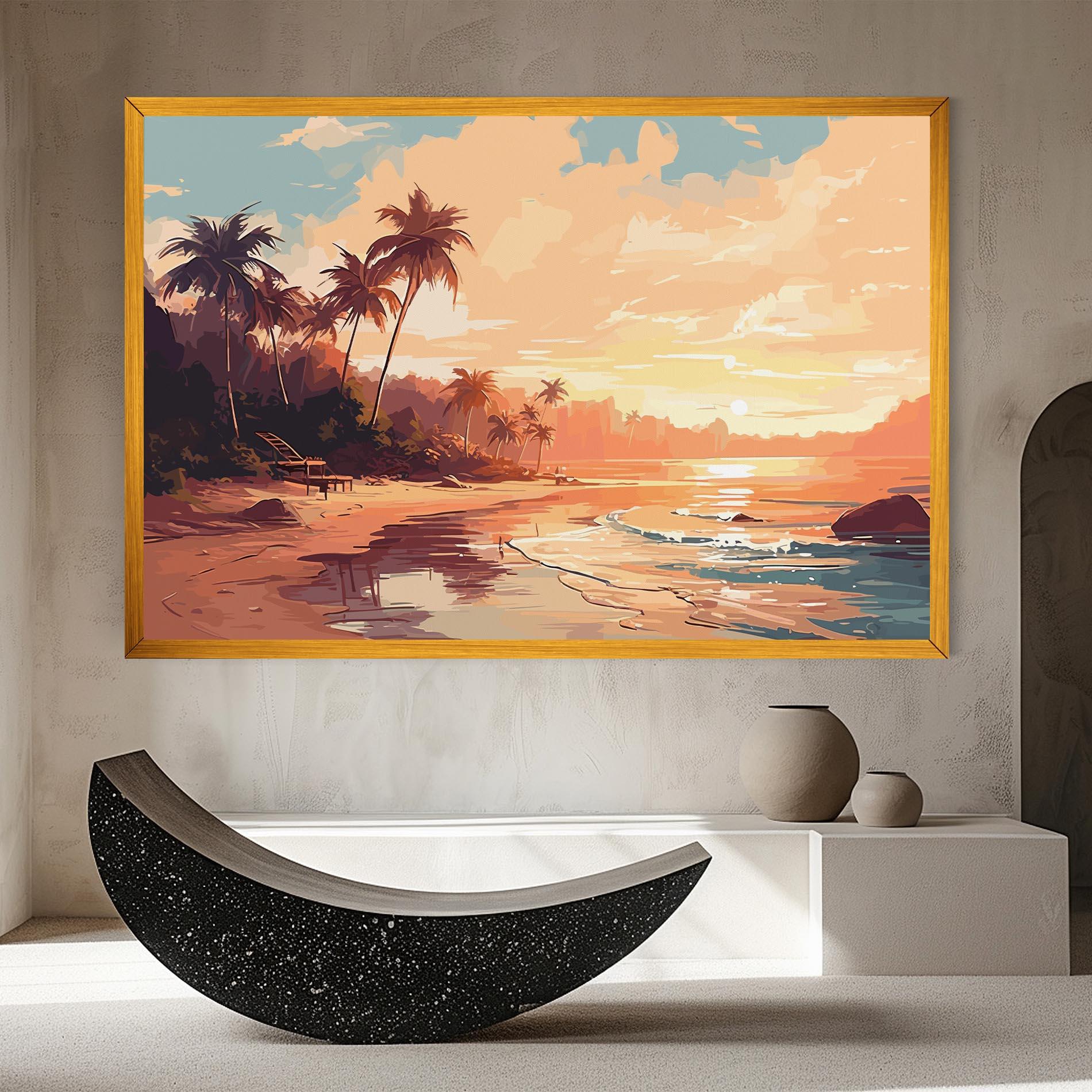 Leinwandbild Blue Orange Beach mockup 8