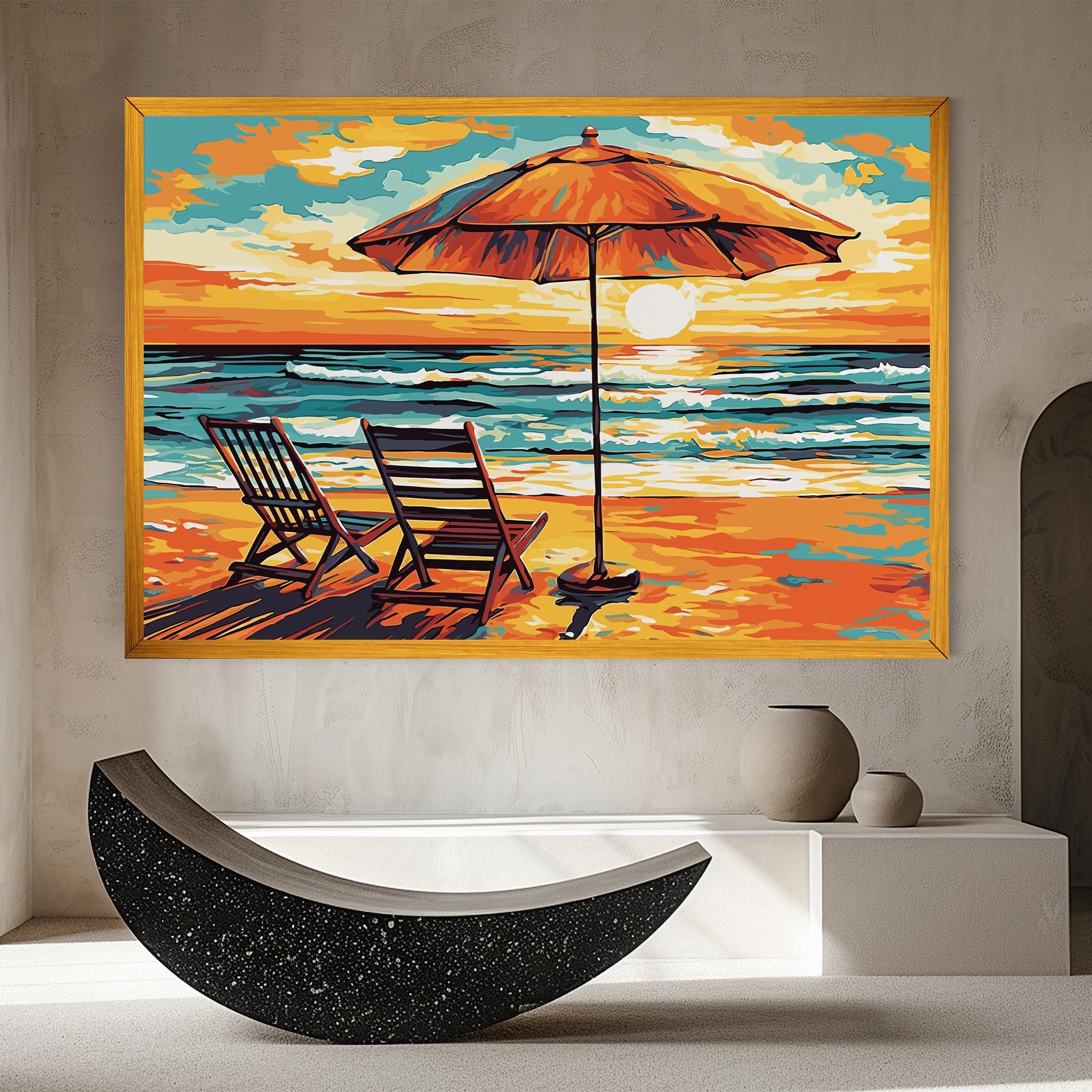 Leinwandbild Chair Sunset View mockup 8