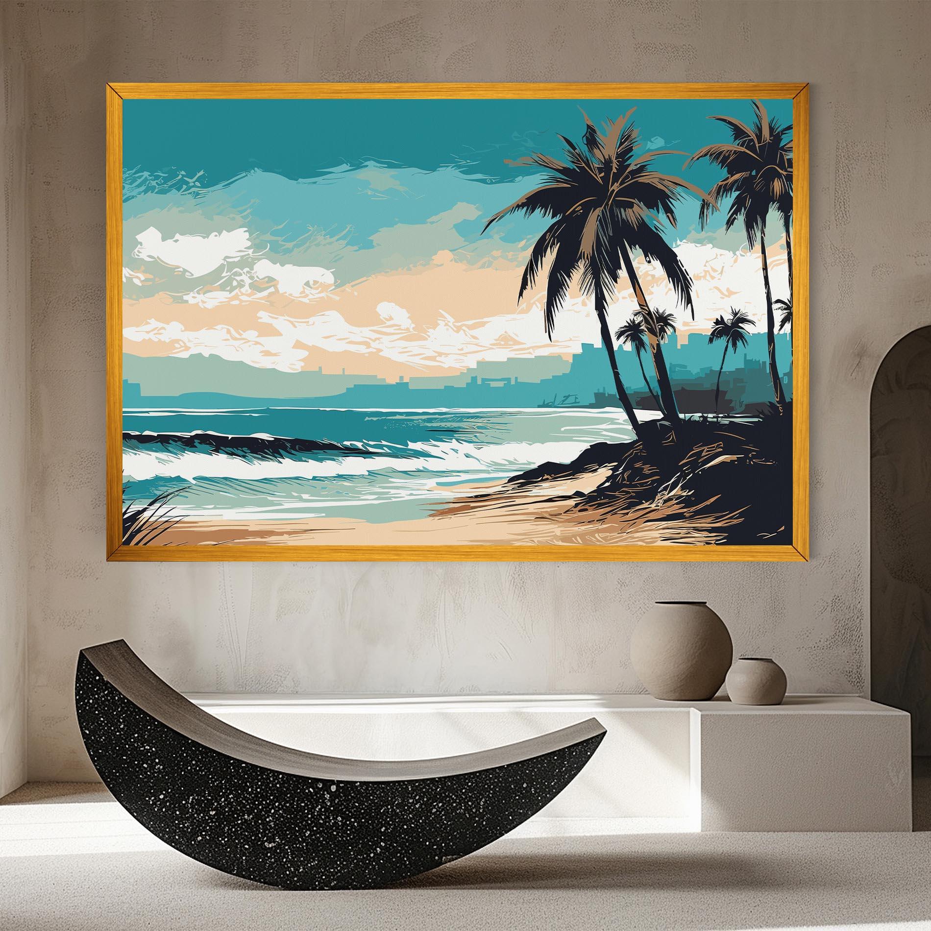 Leinwandbild Cream Blue Beach mockup 8