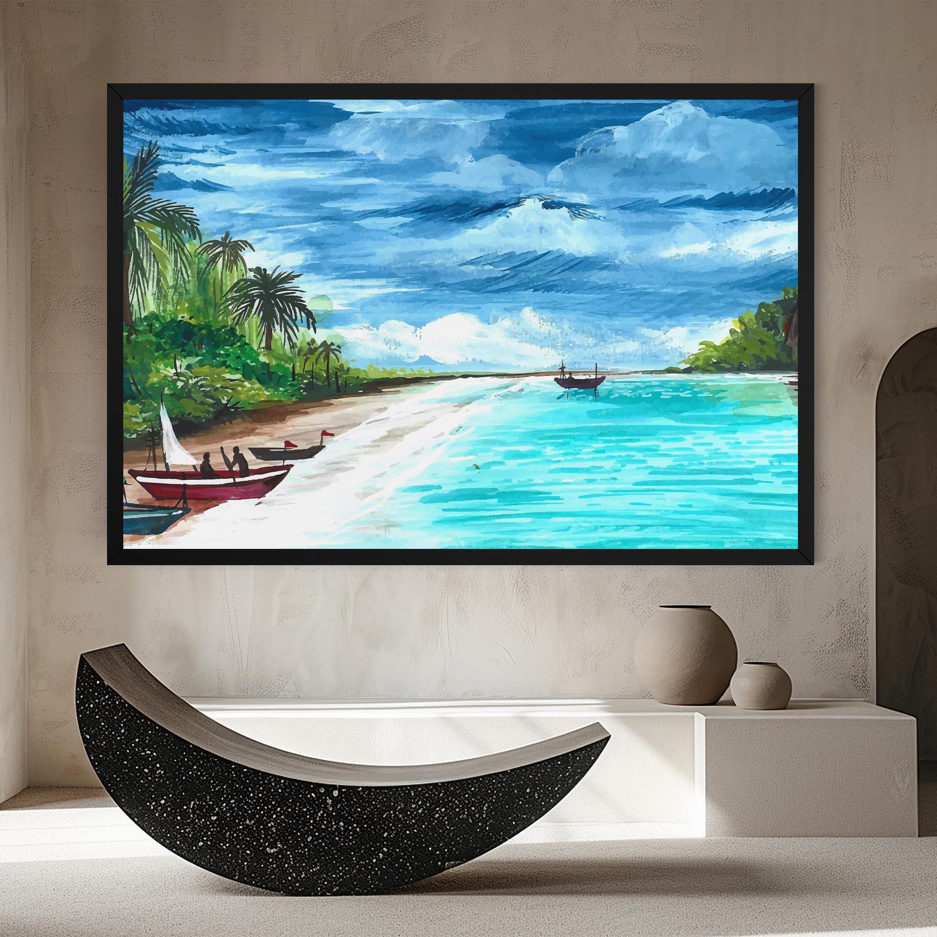 Leinwandbild Beach Painting Art mockup 8