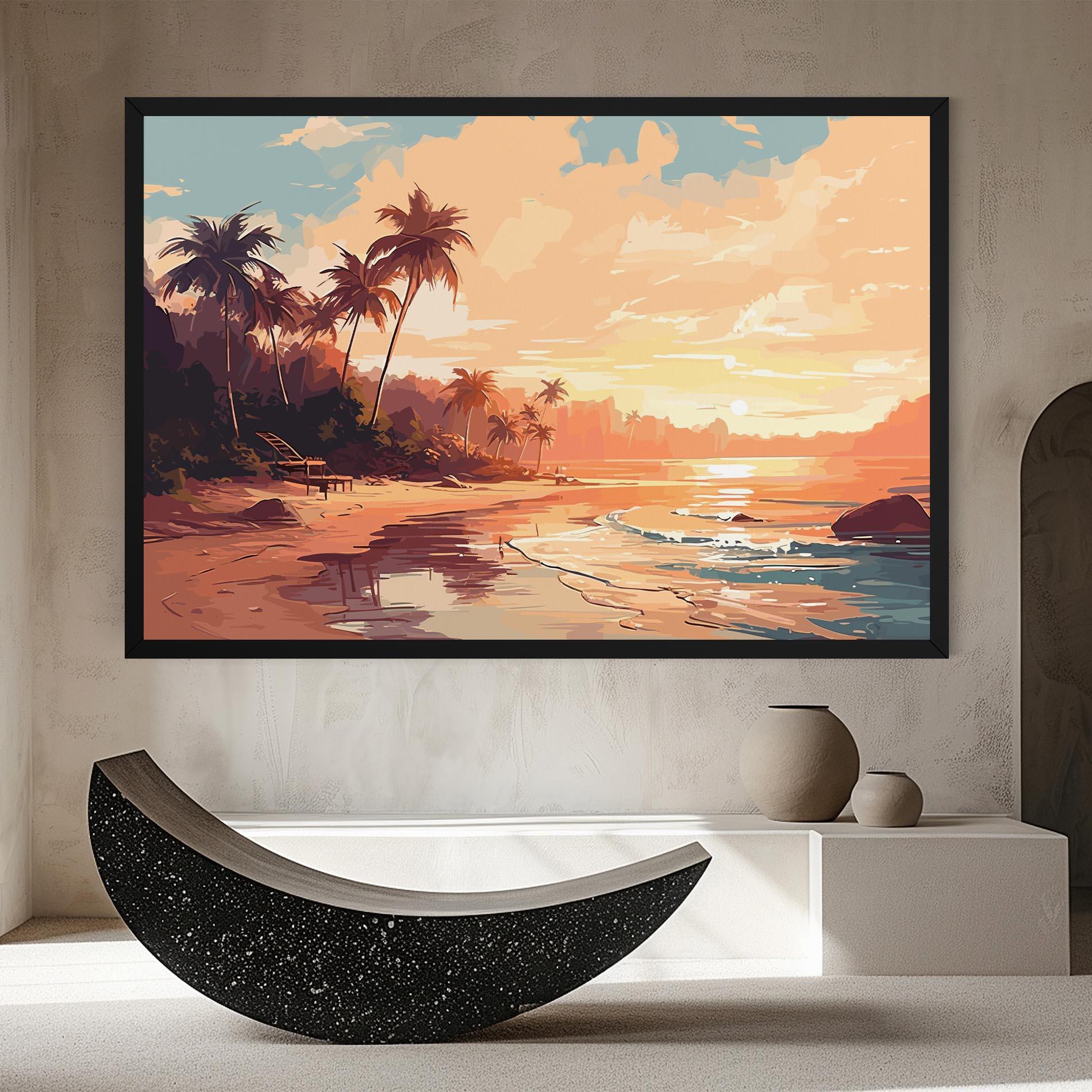 Leinwandbild Blue Orange Beach mockup 8