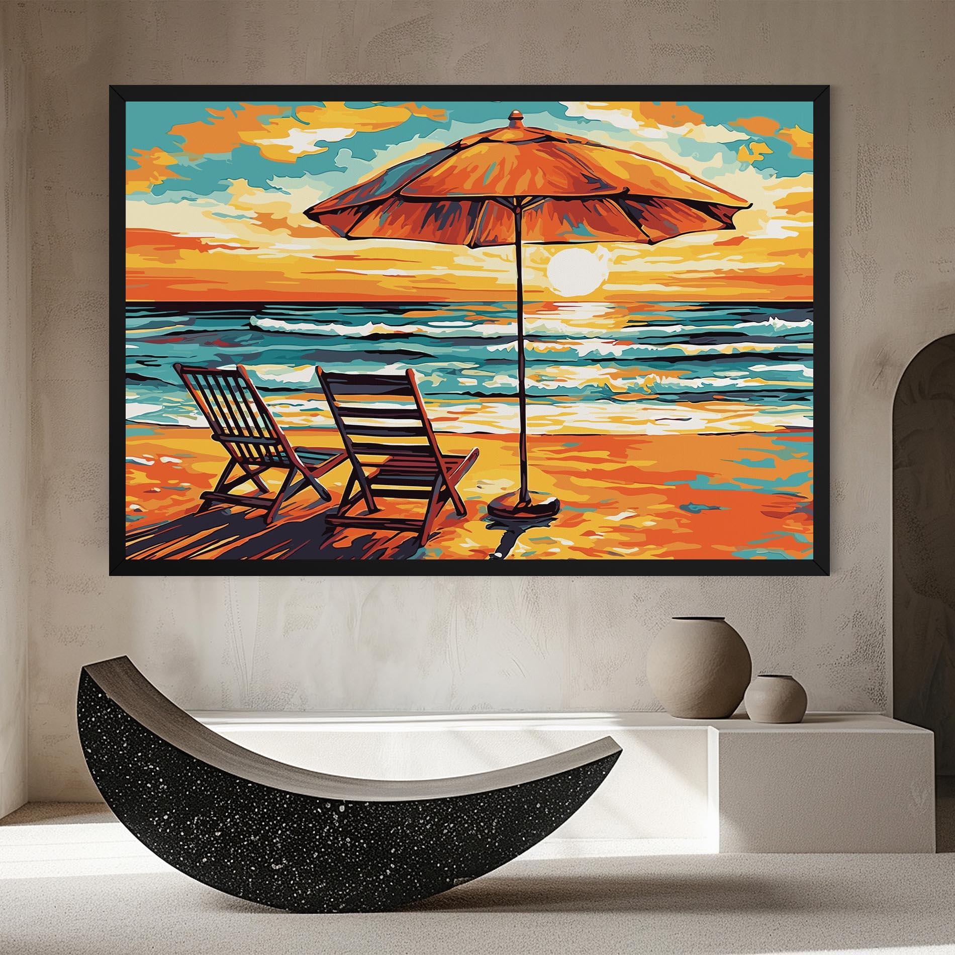 Leinwandbild Chair Sunset View mockup 8