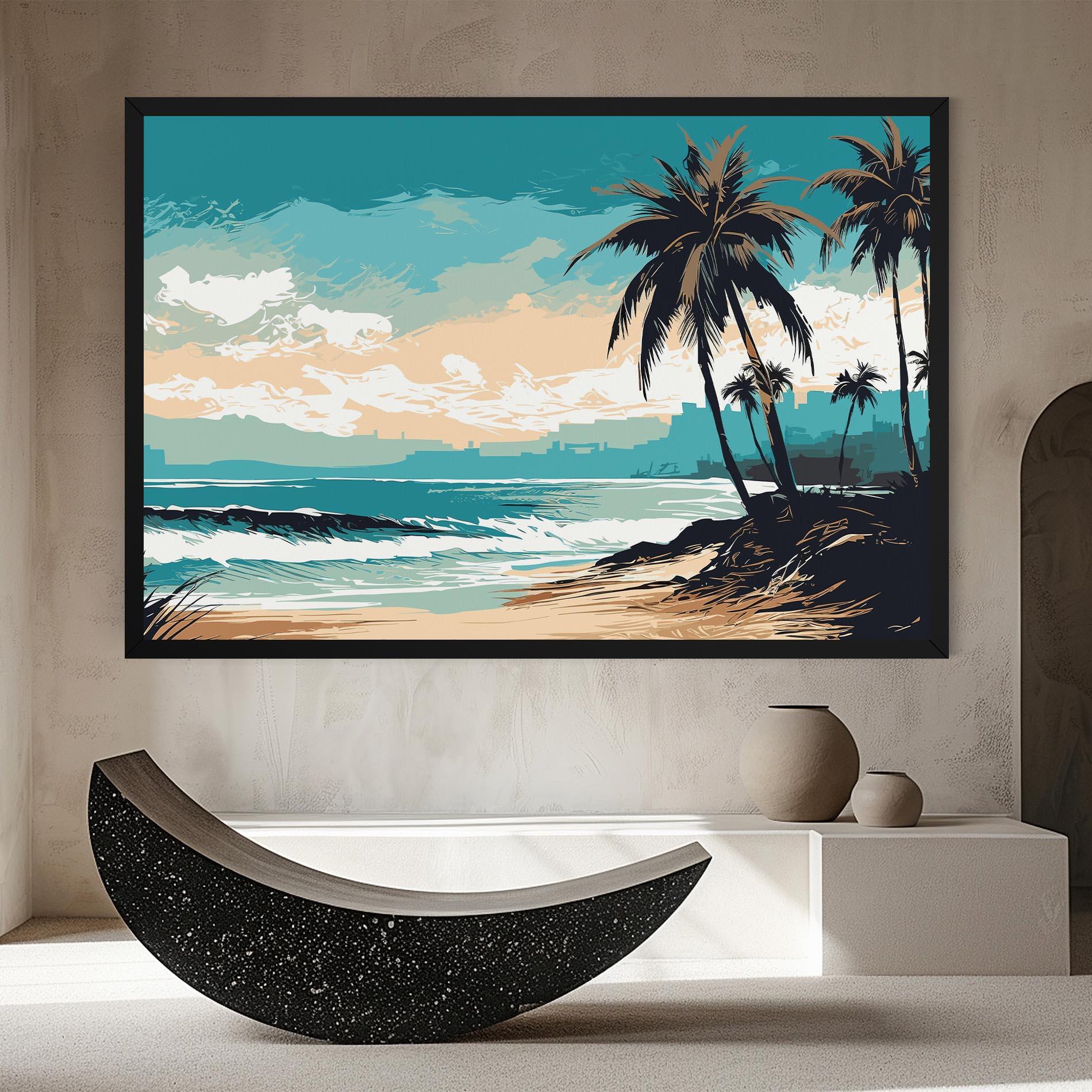 Leinwandbild Cream Blue Beach mockup 8