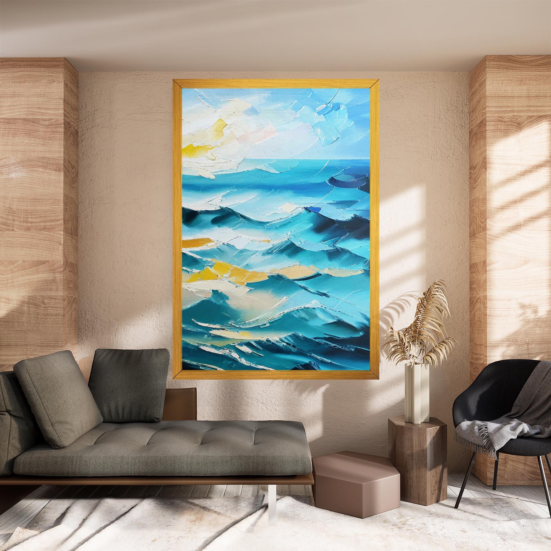 Leinwandbild Blue Ocean Painting mockup 8