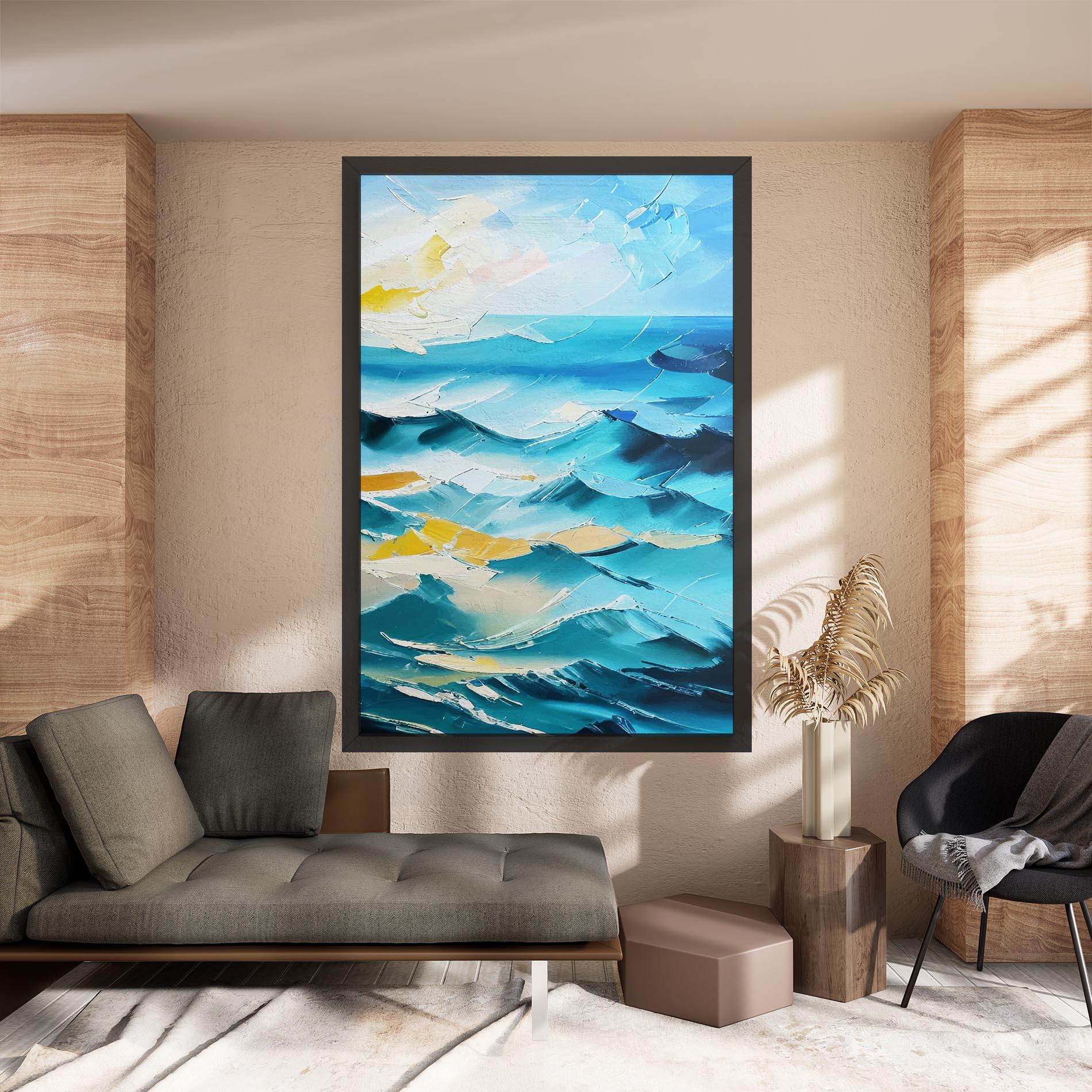 Leinwandbild Blue Ocean Painting mockup 8