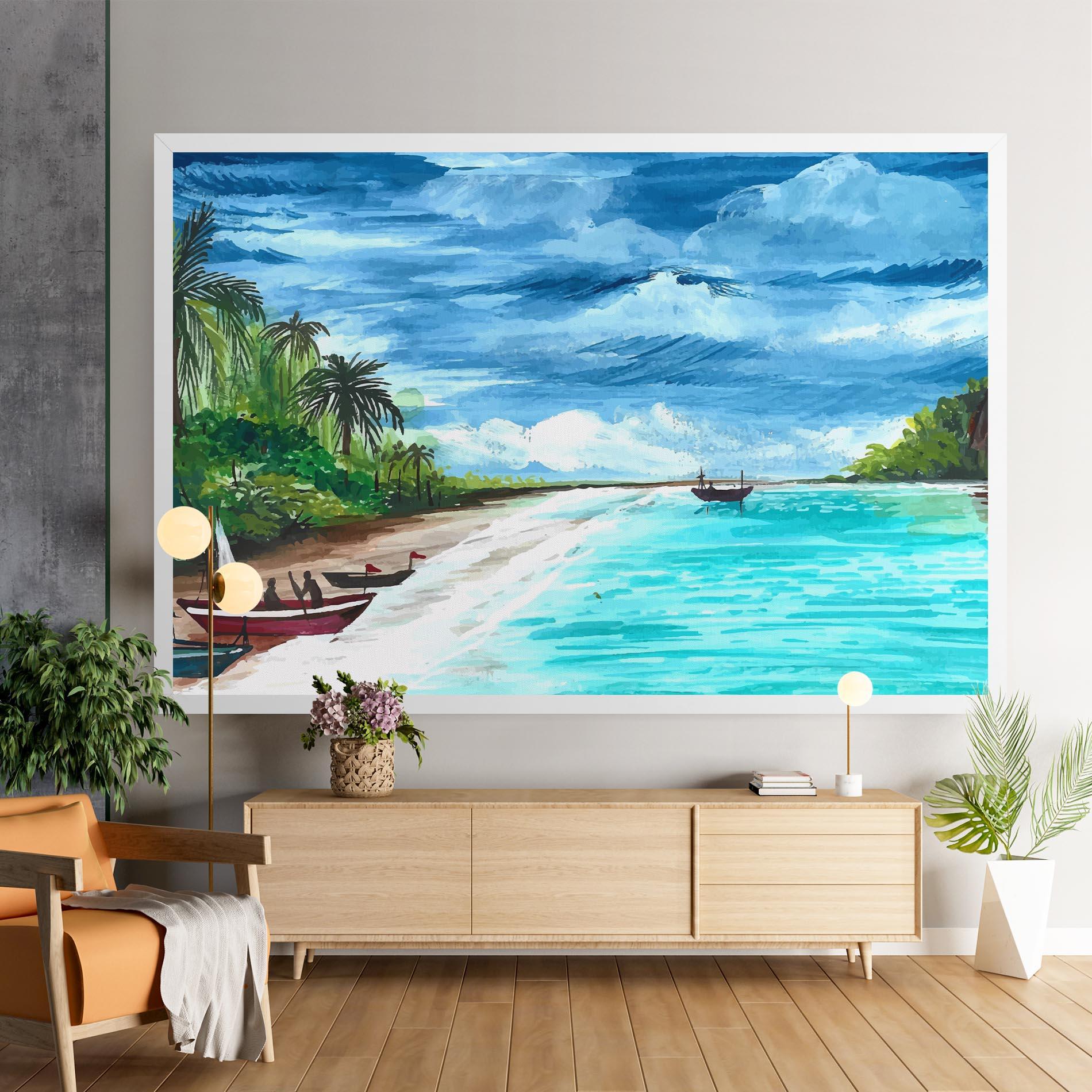 Leinwandbild Beach Painting Art mockup 9