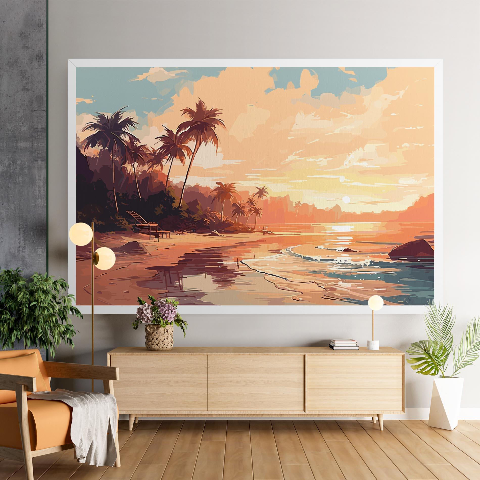 Leinwandbild Blue Orange Beach mockup 9