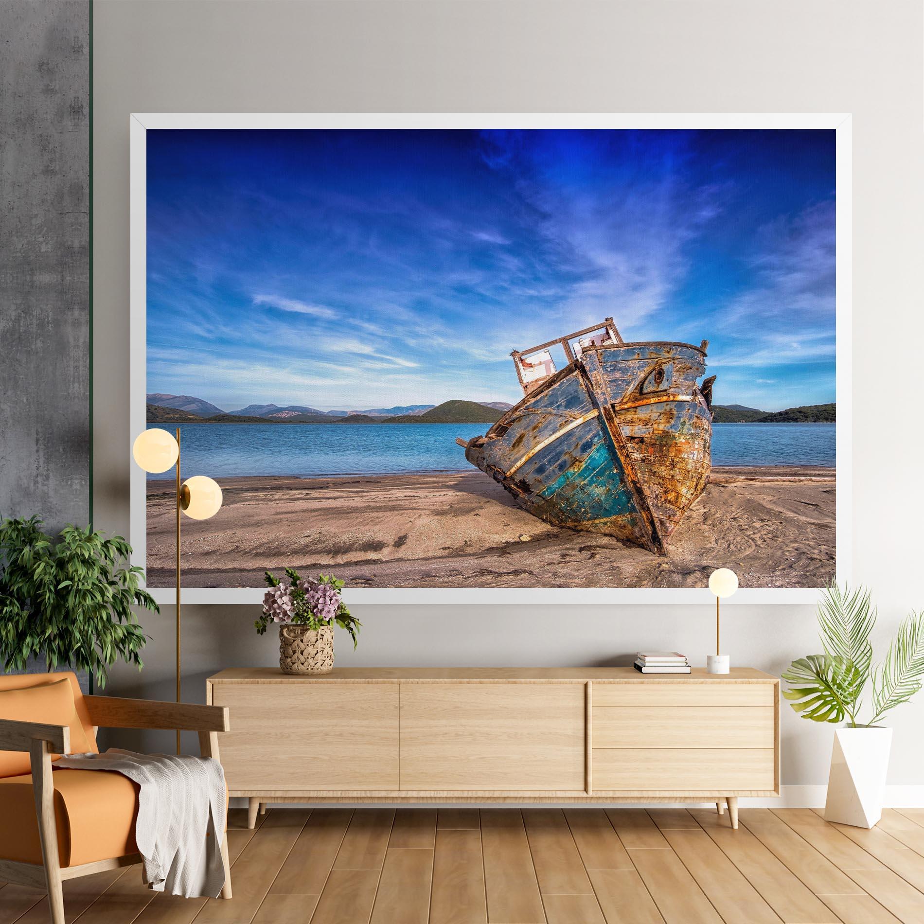 Leinwandbild Boat Blue Sky mockup 9