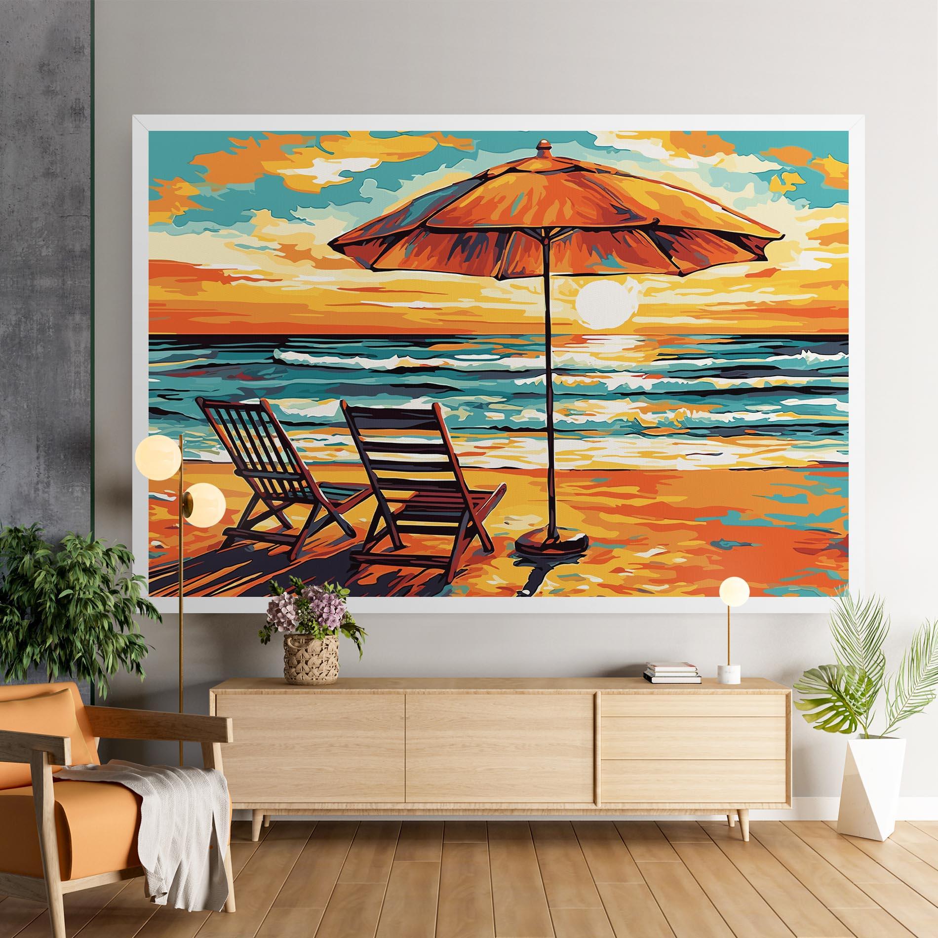 Leinwandbild Chair Sunset View mockup 9