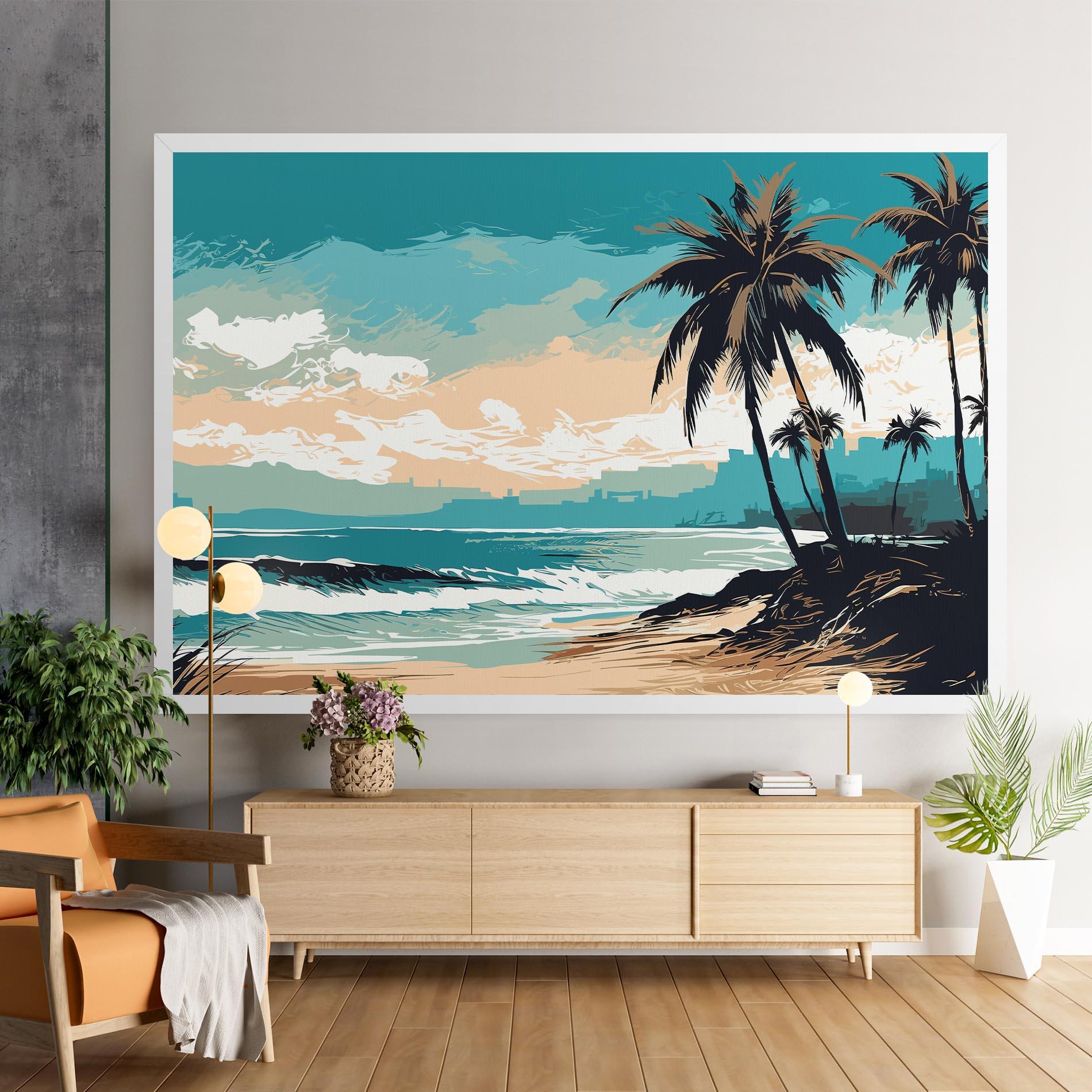 Leinwandbild Cream Blue Beach mockup 9
