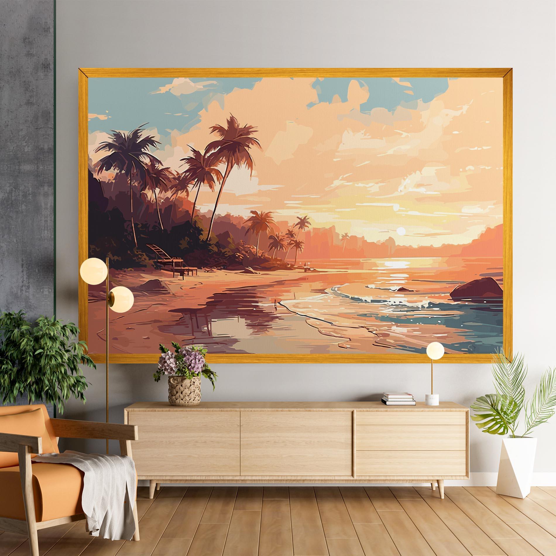 Leinwandbild Blue Orange Beach mockup 9