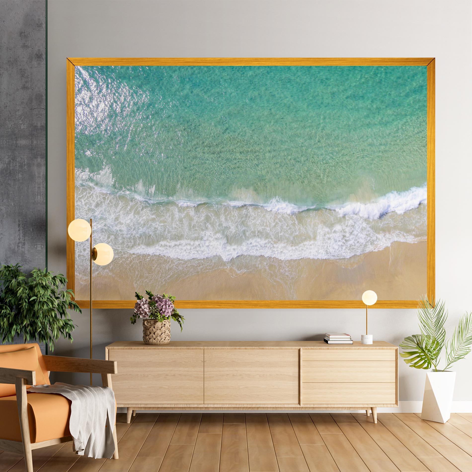 Leinwandbild Blue Waves Beach mockup 9
