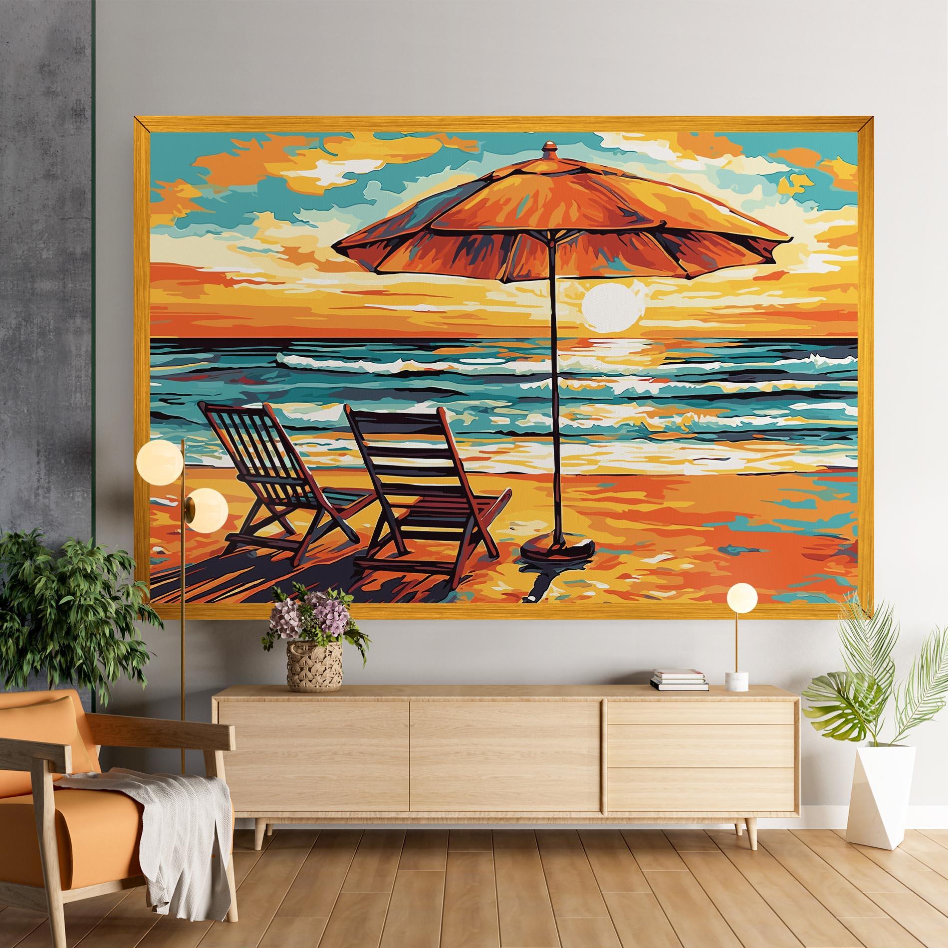 Leinwandbild Chair Sunset View mockup 9