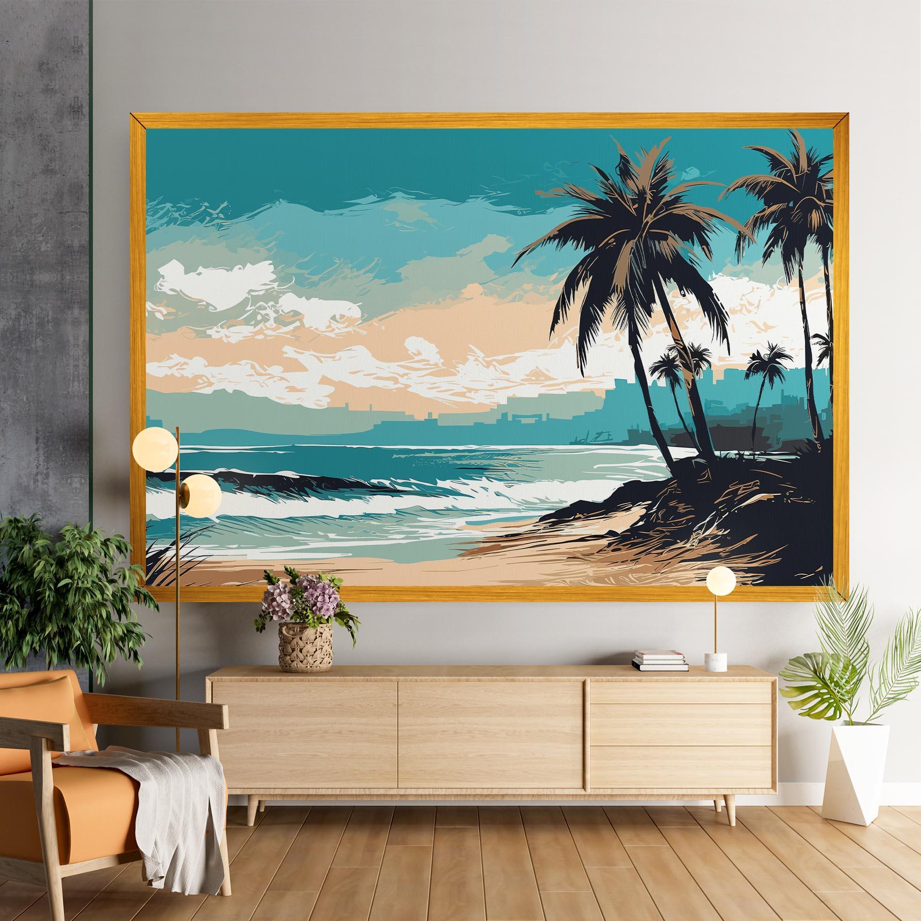 Leinwandbild Cream Blue Beach mockup 9