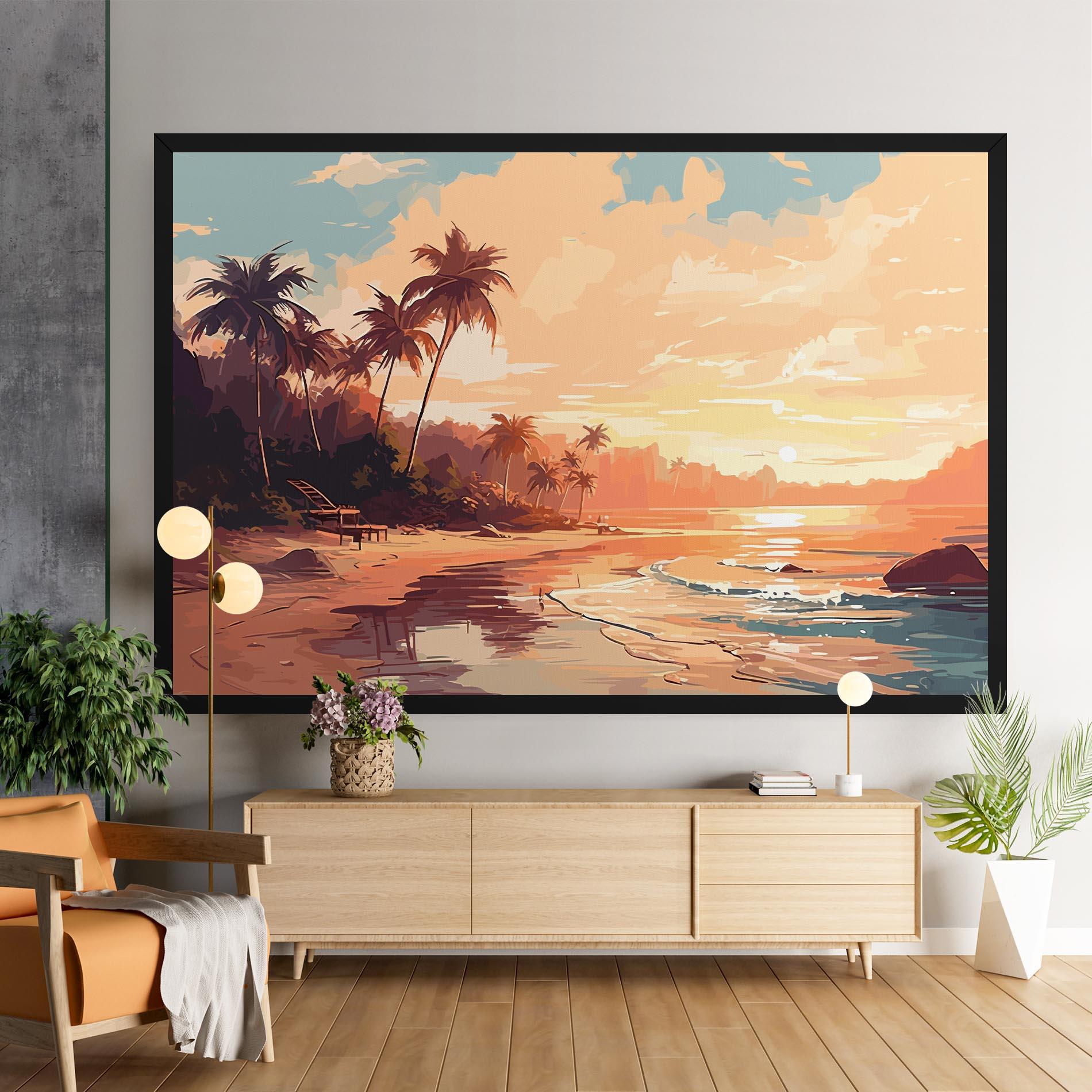 Leinwandbild Blue Orange Beach mockup 9