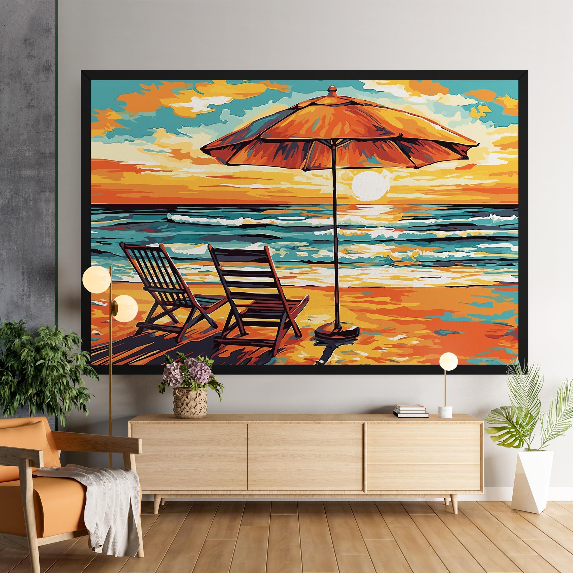 Leinwandbild Chair Sunset View mockup 9