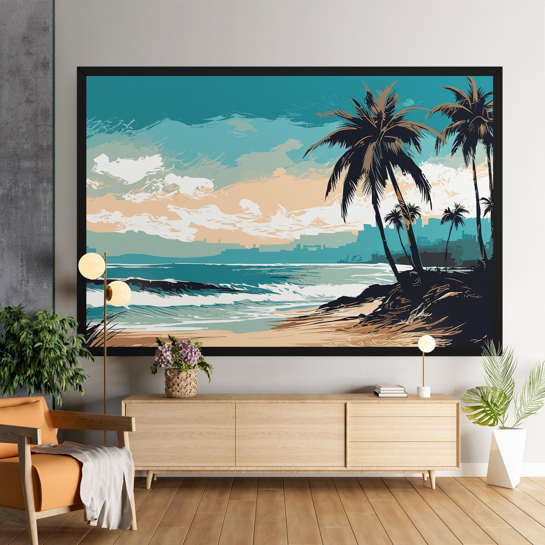 Leinwandbild Cream Blue Beach mockup 9