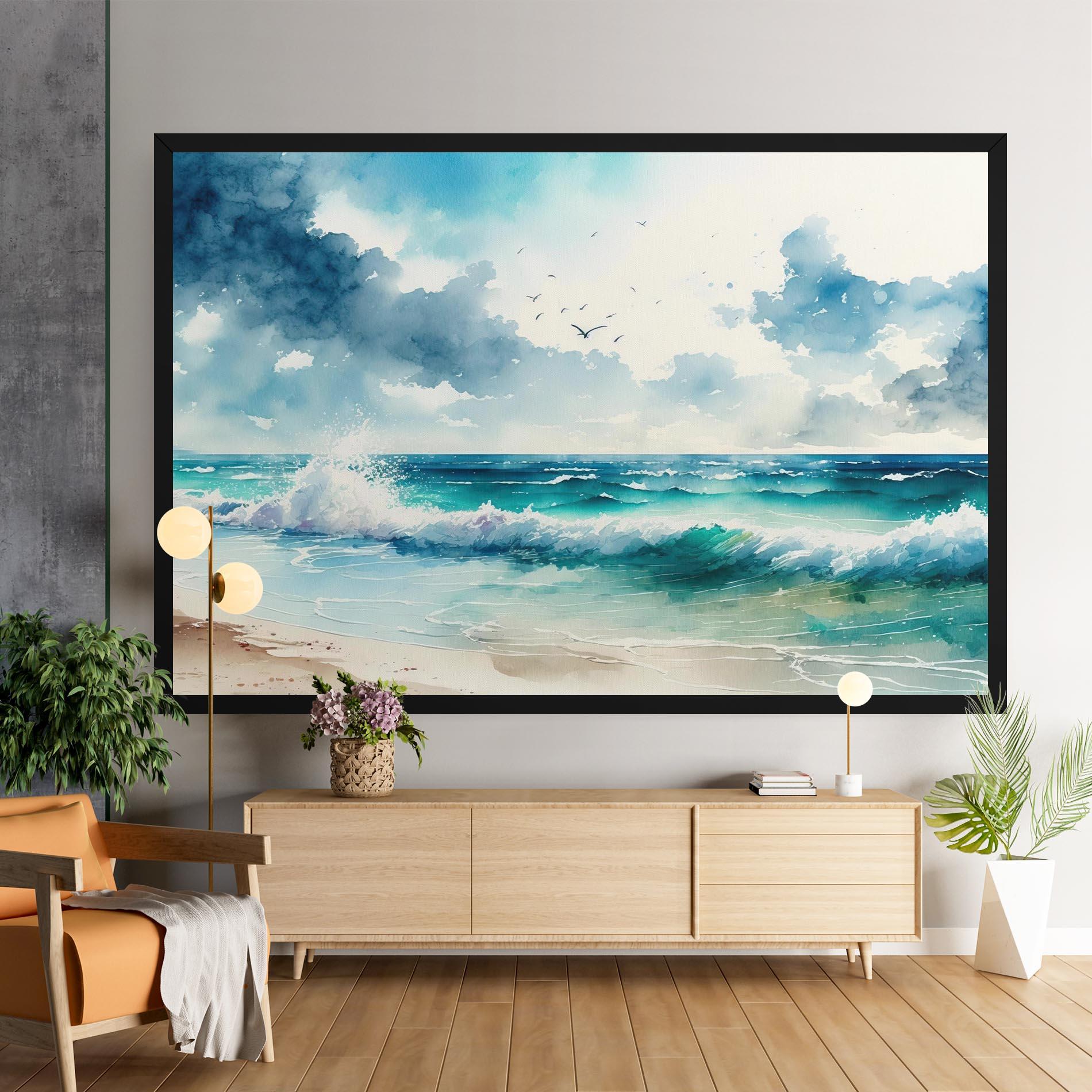 Leinwandbild Watercolor Sea Beach mockup 9