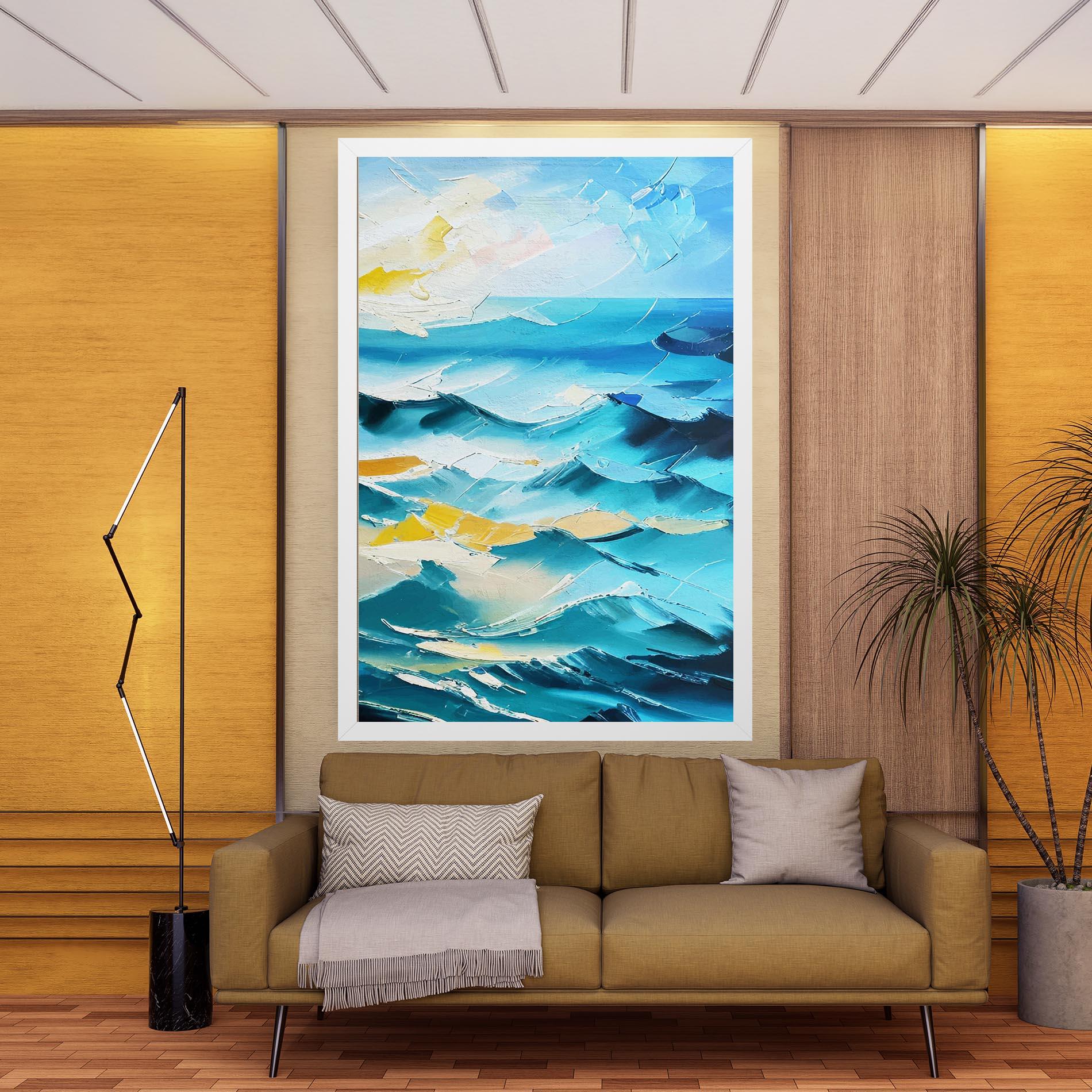 Leinwandbild Blue Ocean Painting mockup 9