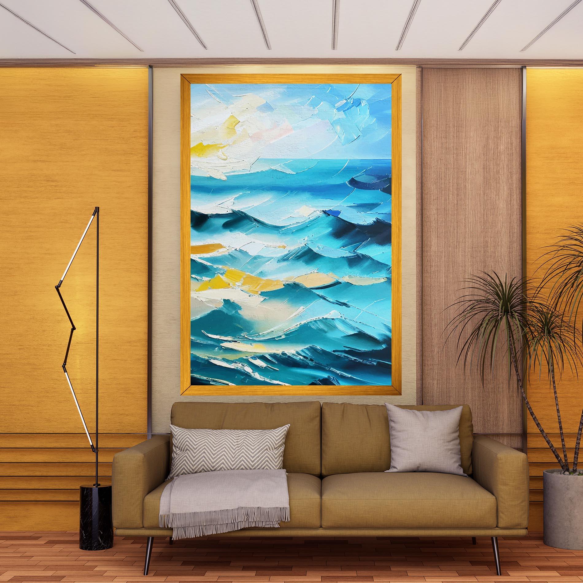 Leinwandbild Blue Ocean Painting mockup 9
