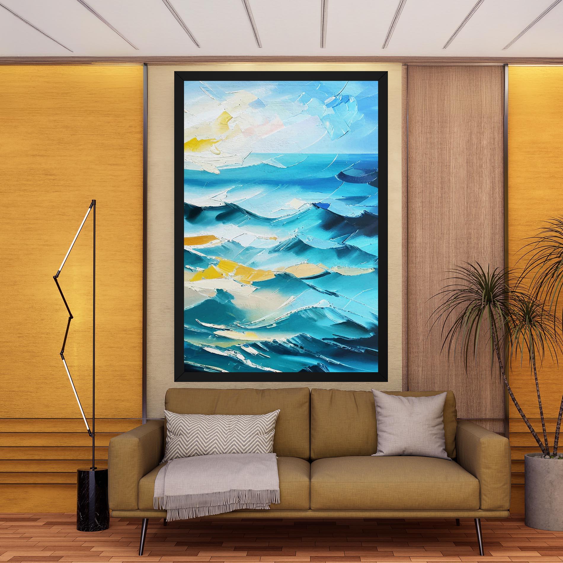 Leinwandbild Blue Ocean Painting mockup 9
