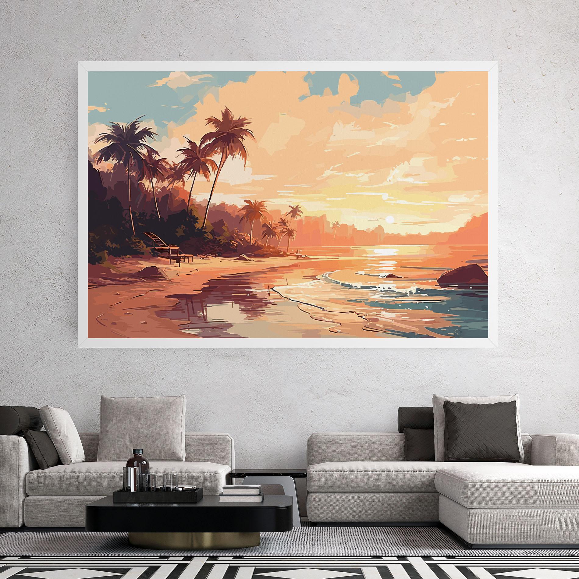 Leinwandbild Blue Orange Beach mockup 2