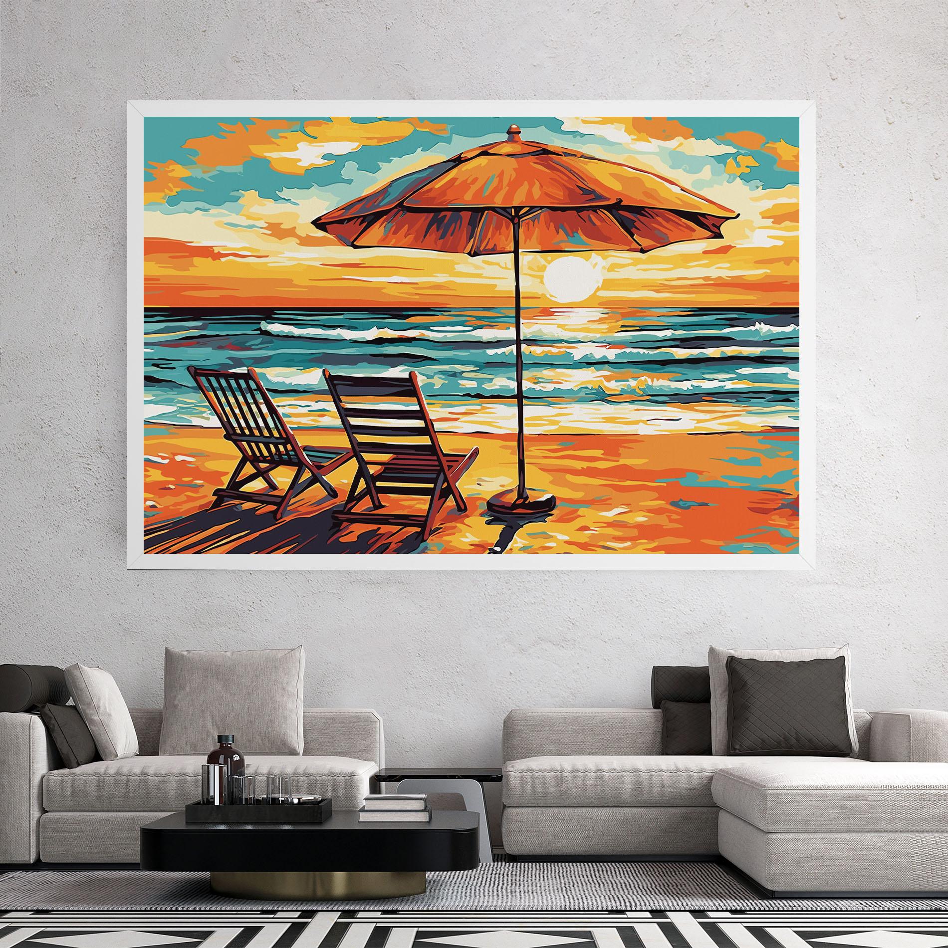 Leinwandbild Chair Sunset View mockup 2