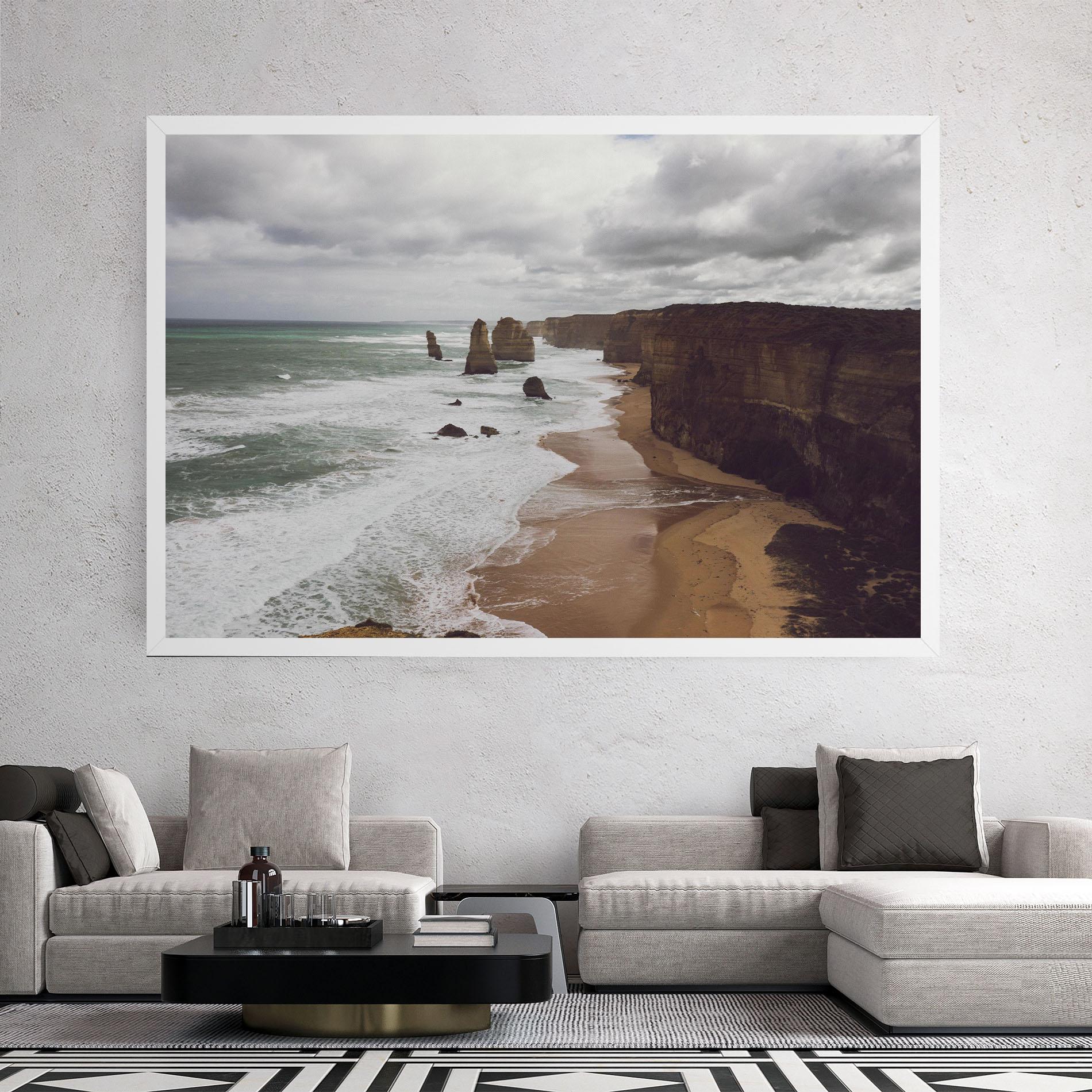 Leinwandbild Grey Clouds Beach mockup 2