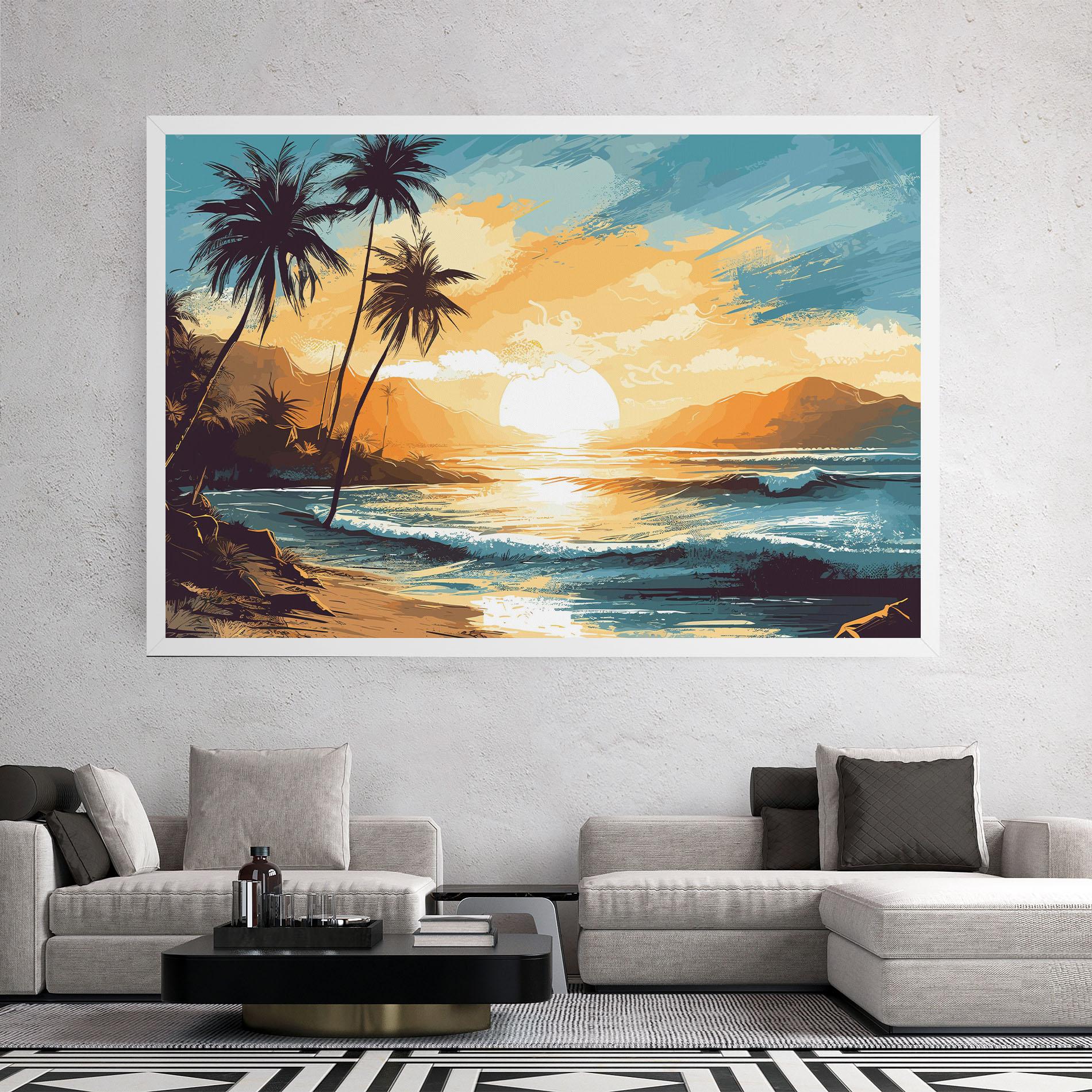 Leinwandbild Sunrise Beach View mockup 2
