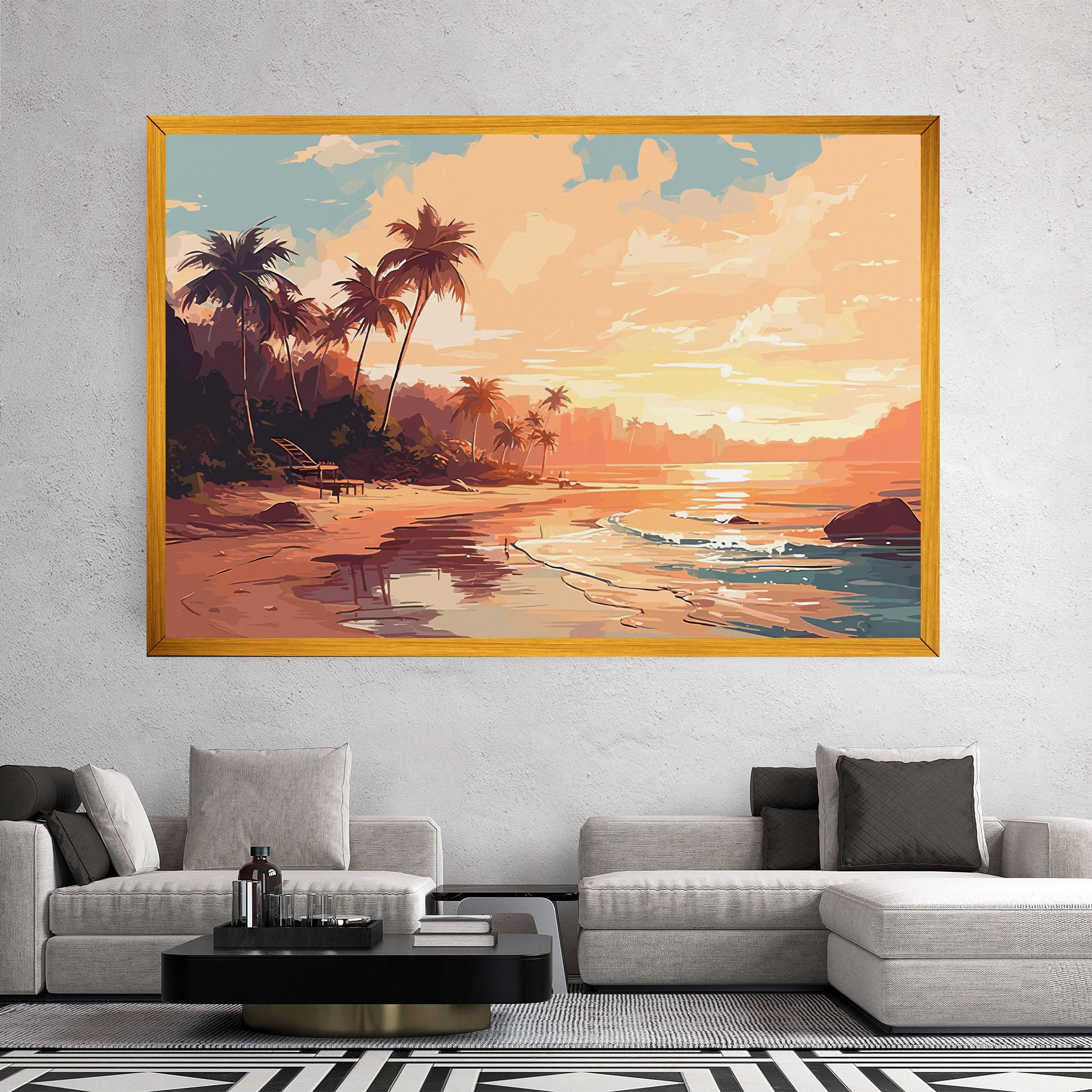 Leinwandbild Blue Orange Beach mockup 2