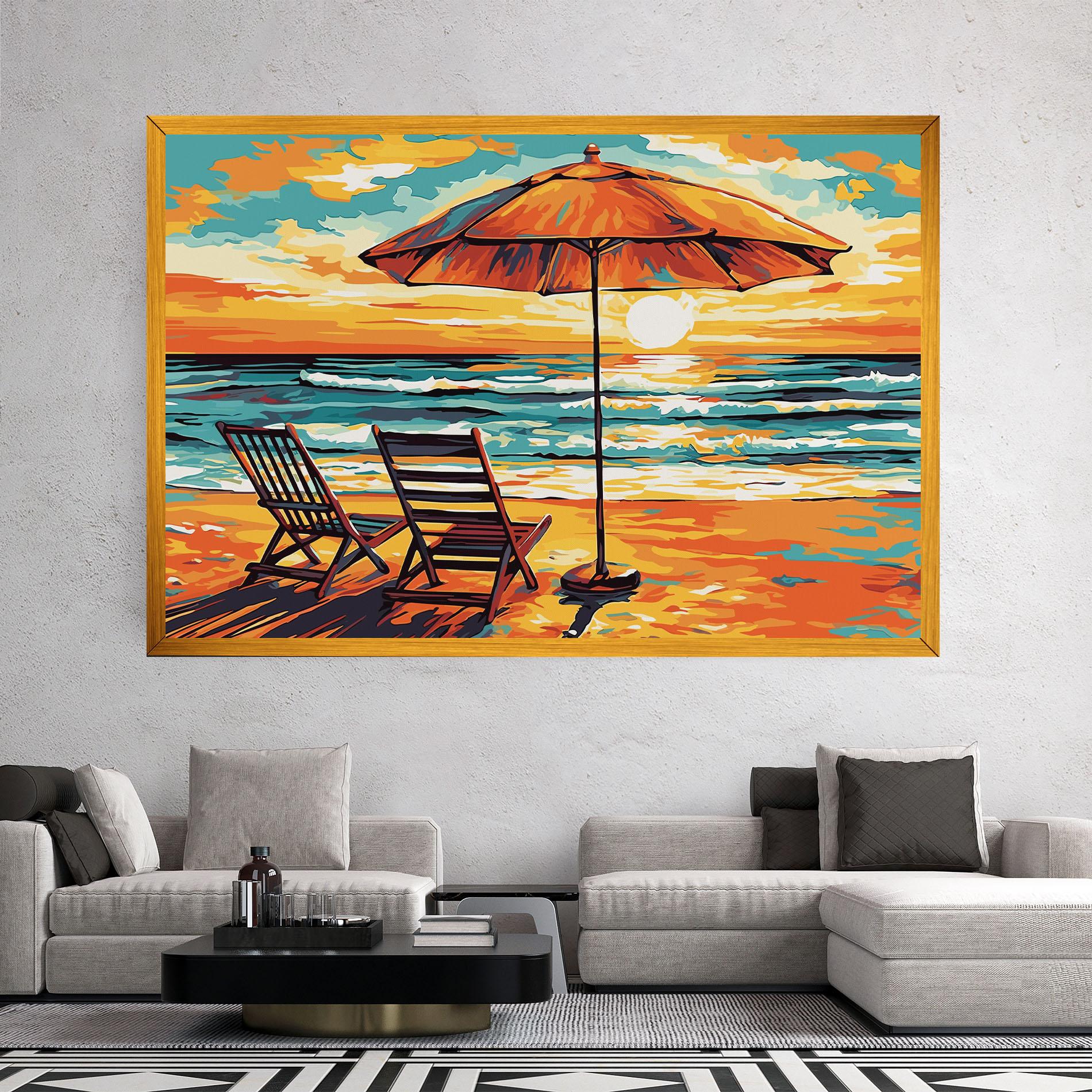 Leinwandbild Chair Sunset View mockup 2