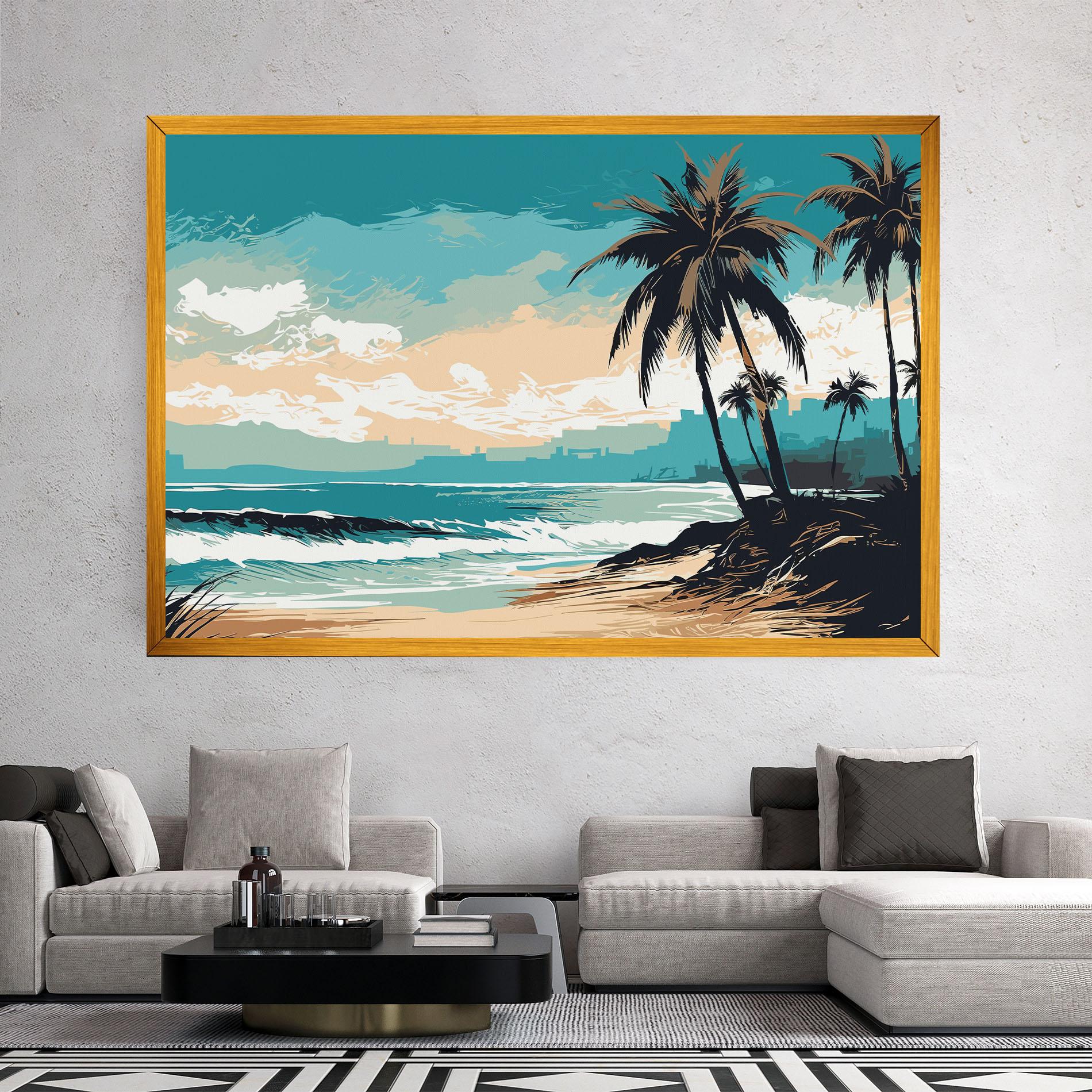 Leinwandbild Cream Blue Beach mockup 2