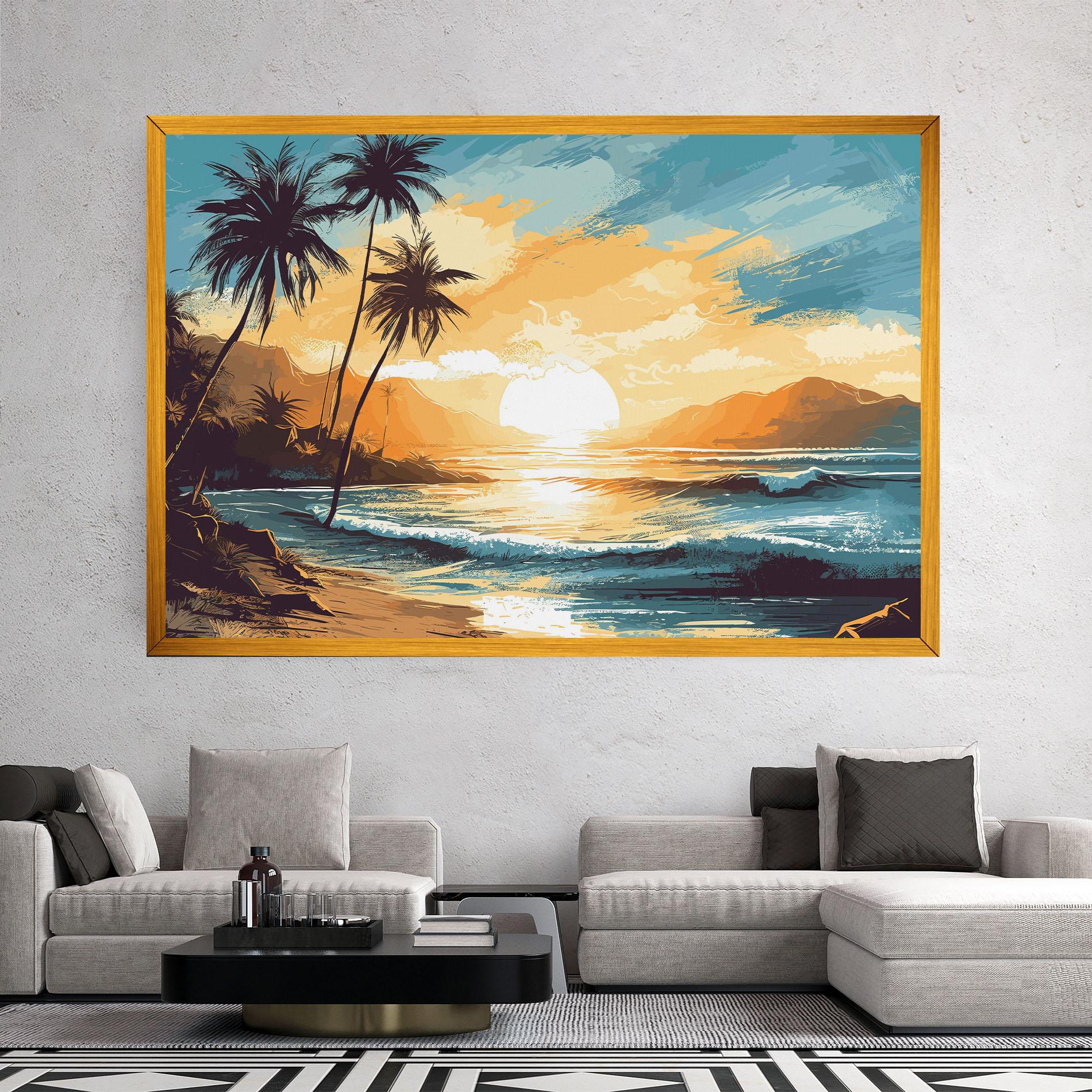 Leinwandbild Sunrise Beach View mockup 2