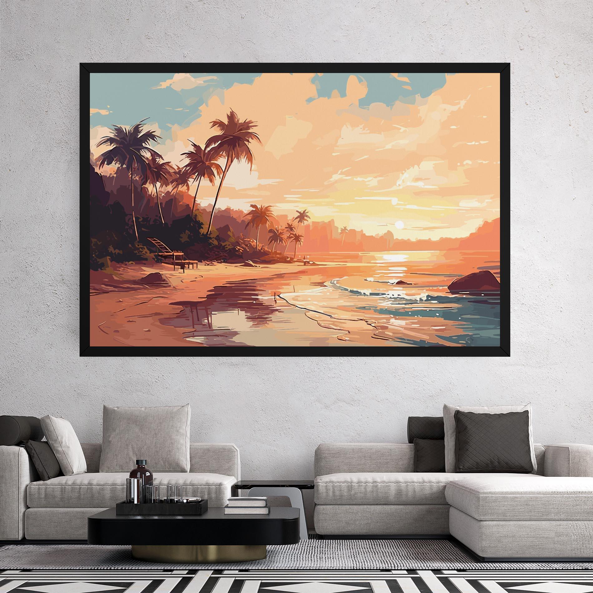 Leinwandbild Blue Orange Beach mockup 2