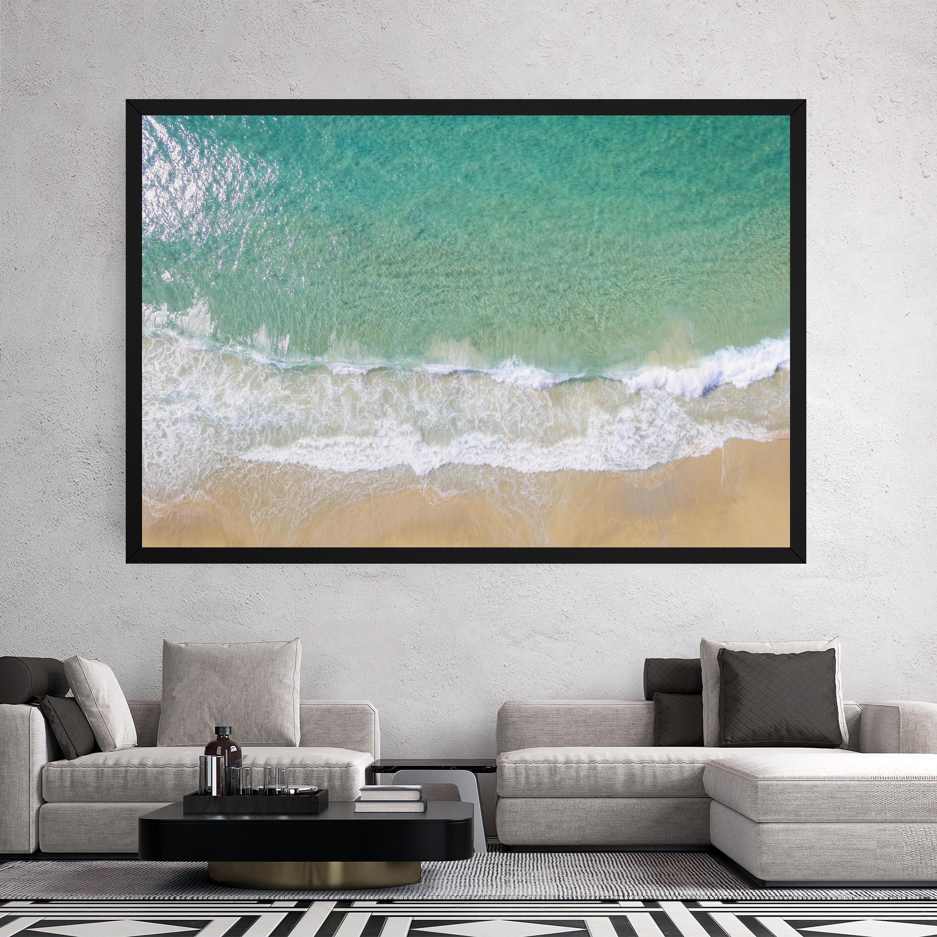 Leinwandbild Blue Waves Beach mockup 2