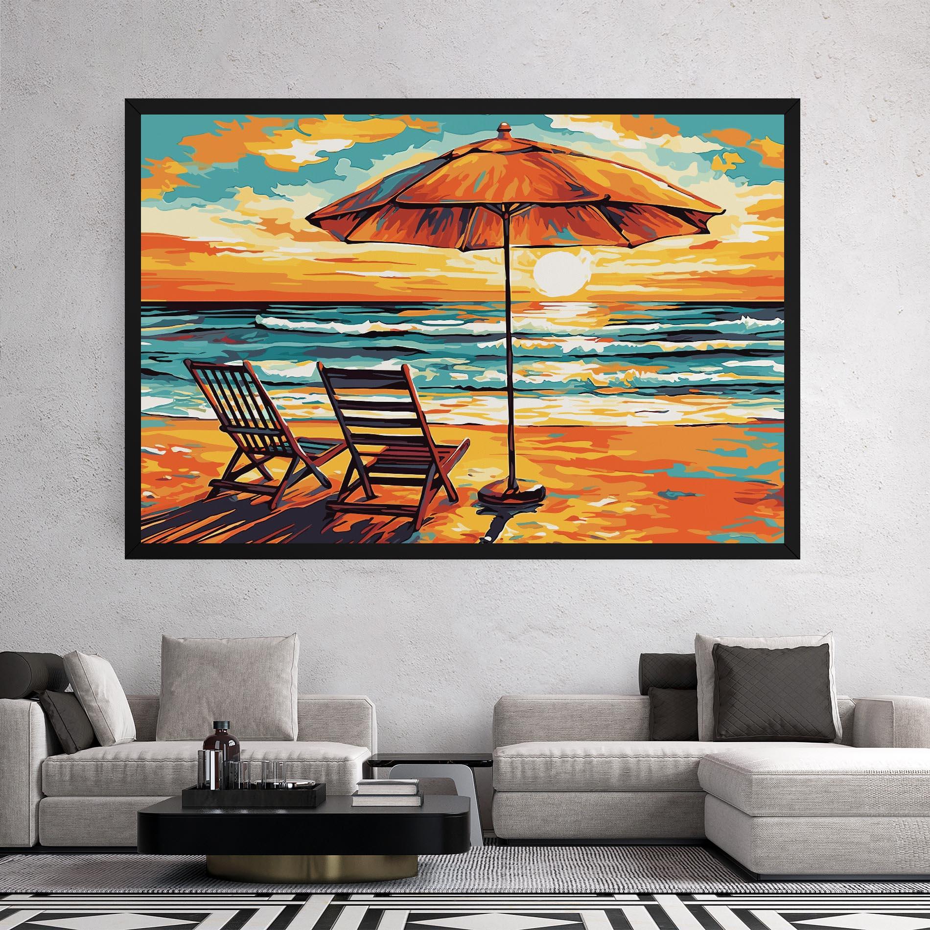 Leinwandbild Chair Sunset View mockup 2