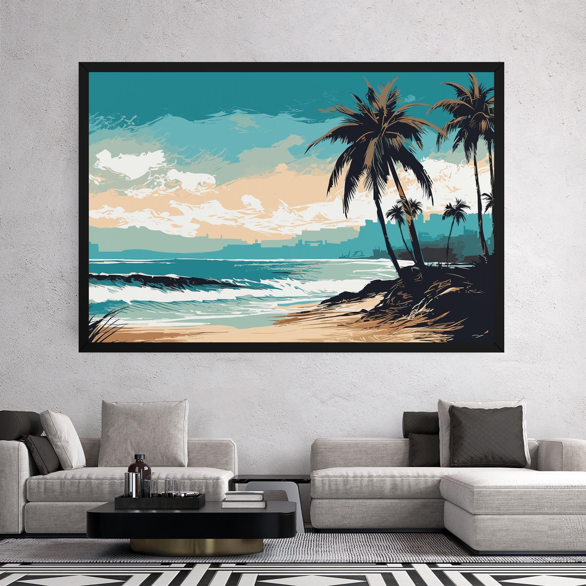 Leinwandbild Cream Blue Beach mockup 2